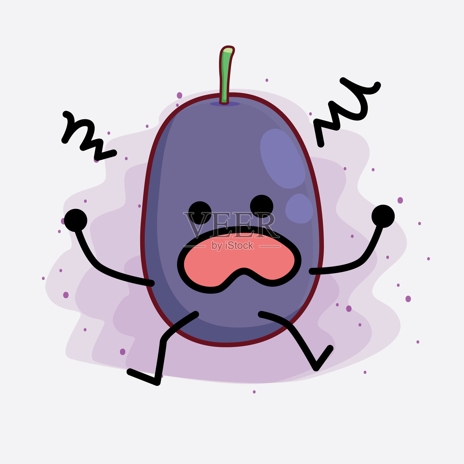 爪哇梅子水果可爱的性格与简单的脸插画图片素材