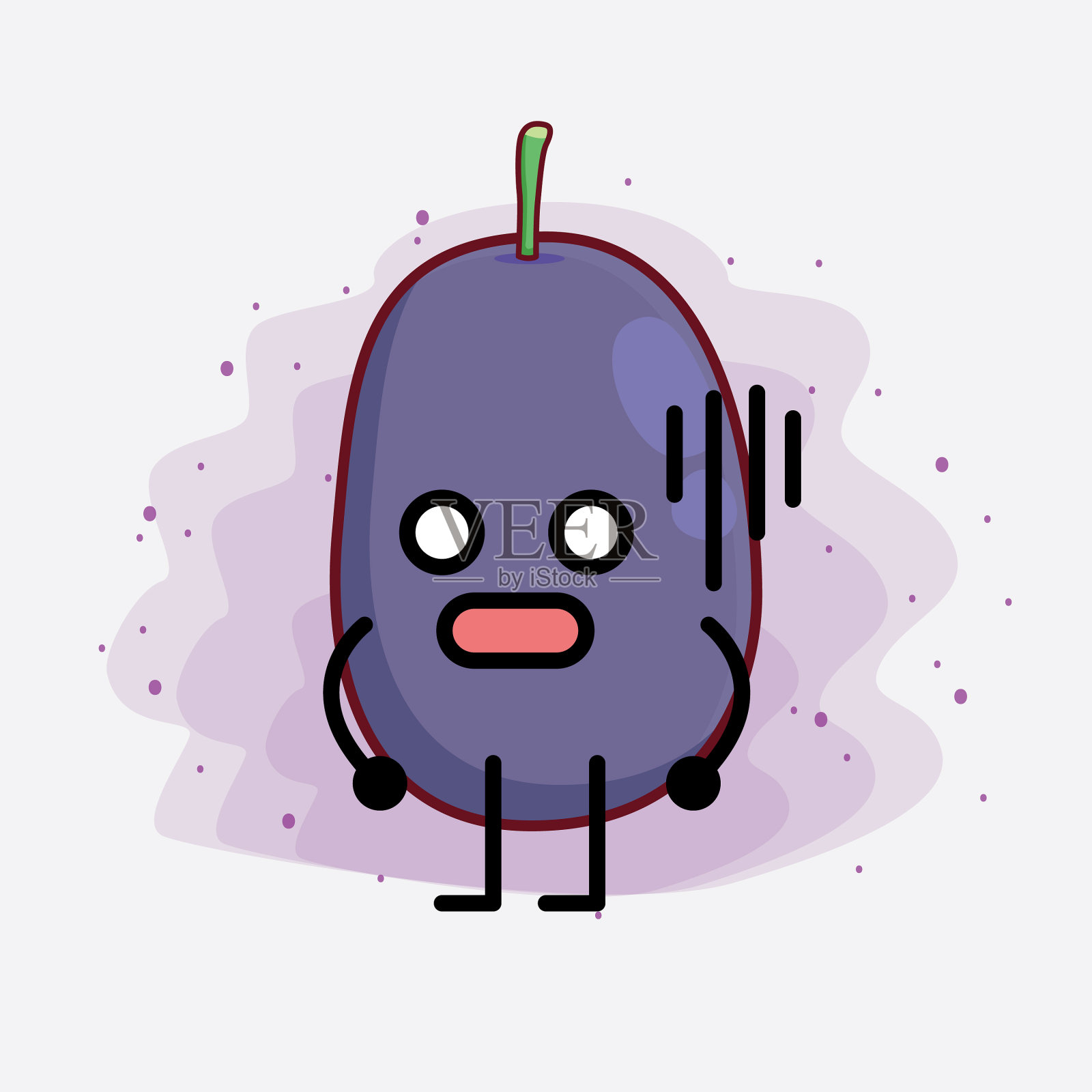 爪哇梅子水果可爱的性格与简单的脸插画图片素材