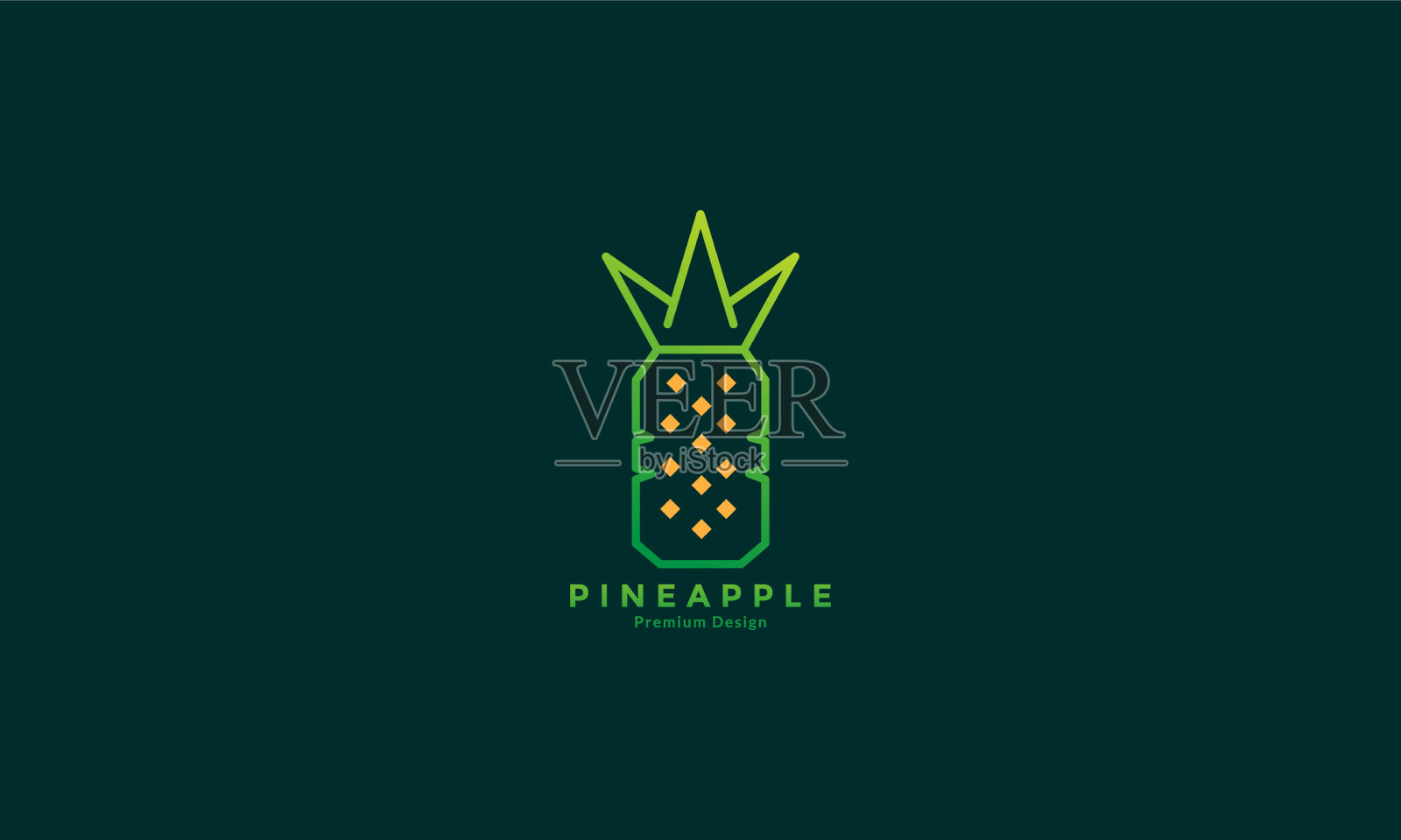 几何线条艺术多彩的菠萝标志插画图片素材