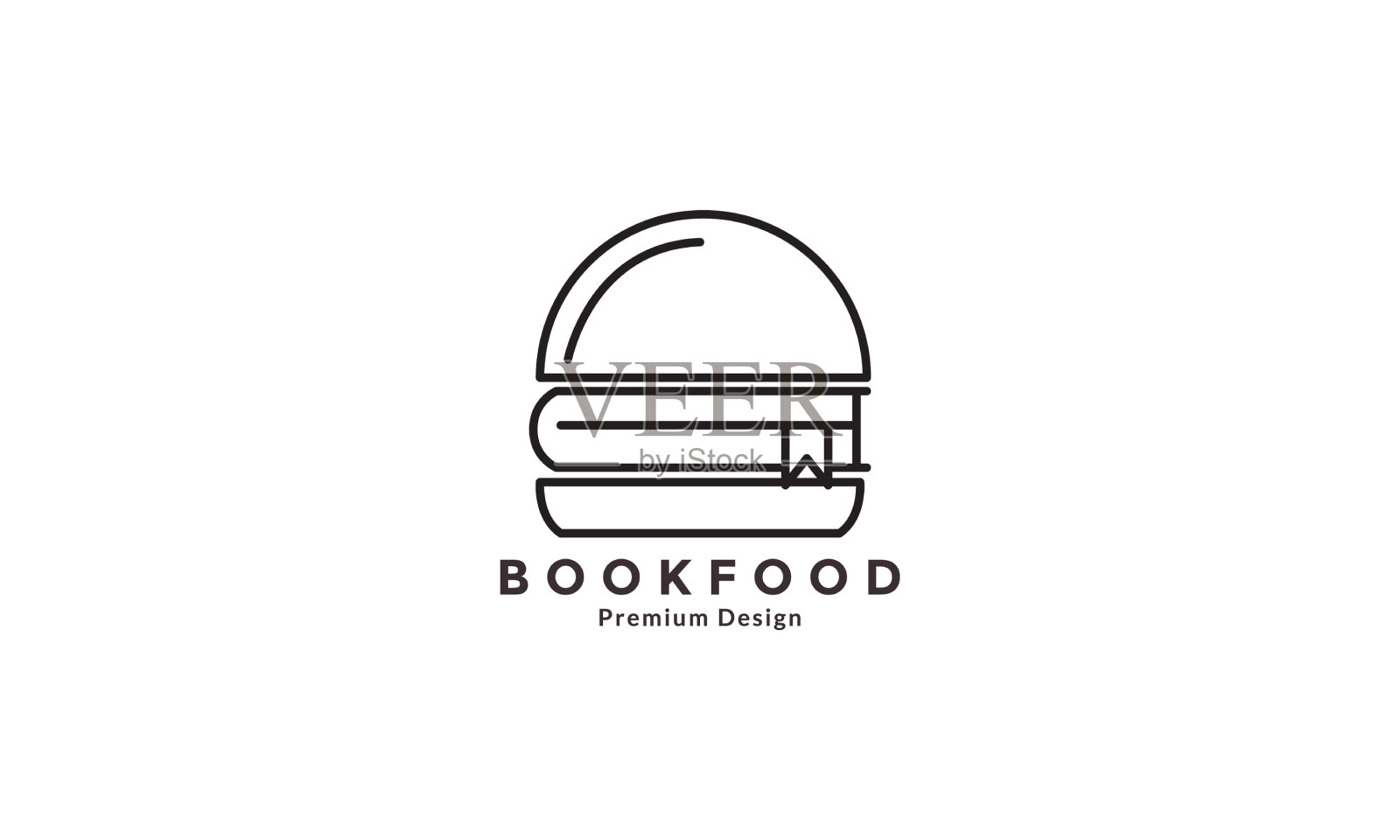 汉堡食品与书线标志设计插画图片素材