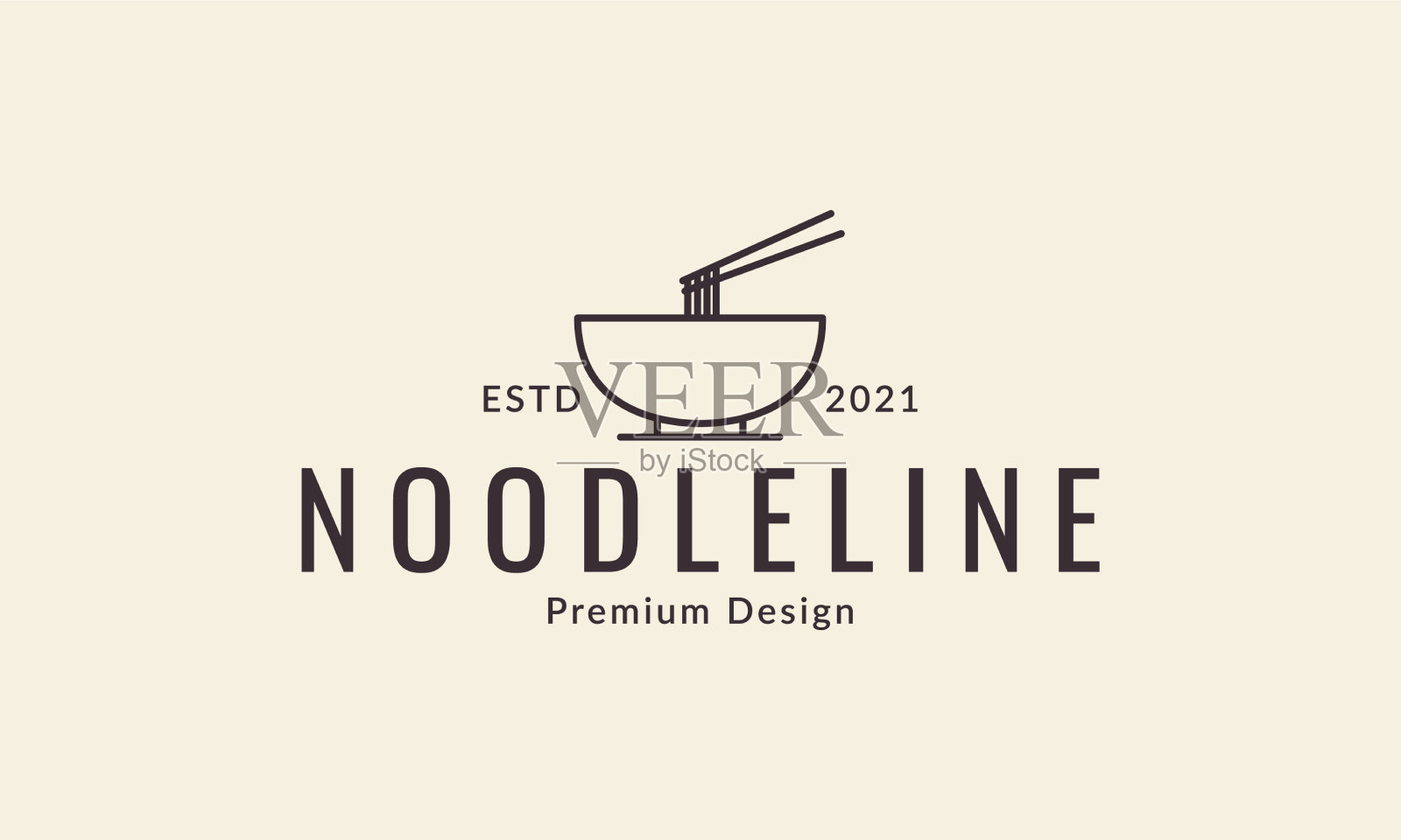 面条和碗简单的食物线与筷子插画图片素材