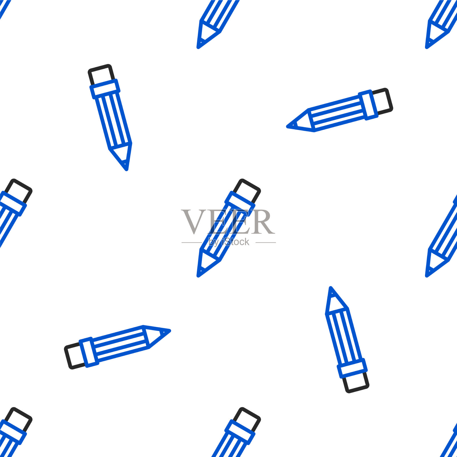 线铅笔与橡皮擦图标隔离无缝插画图片素材