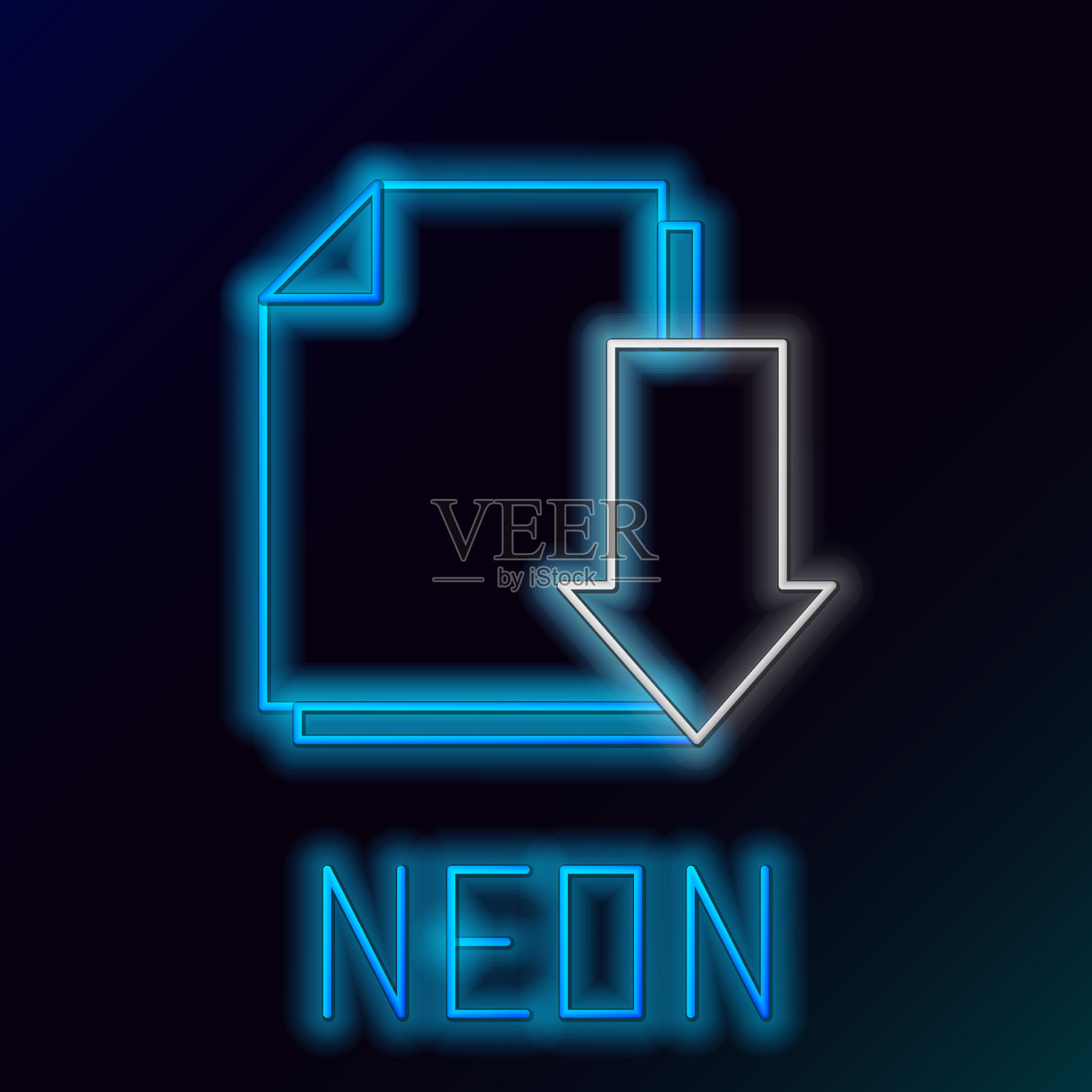 发光的霓虹灯行文件与下载图标插画图片素材