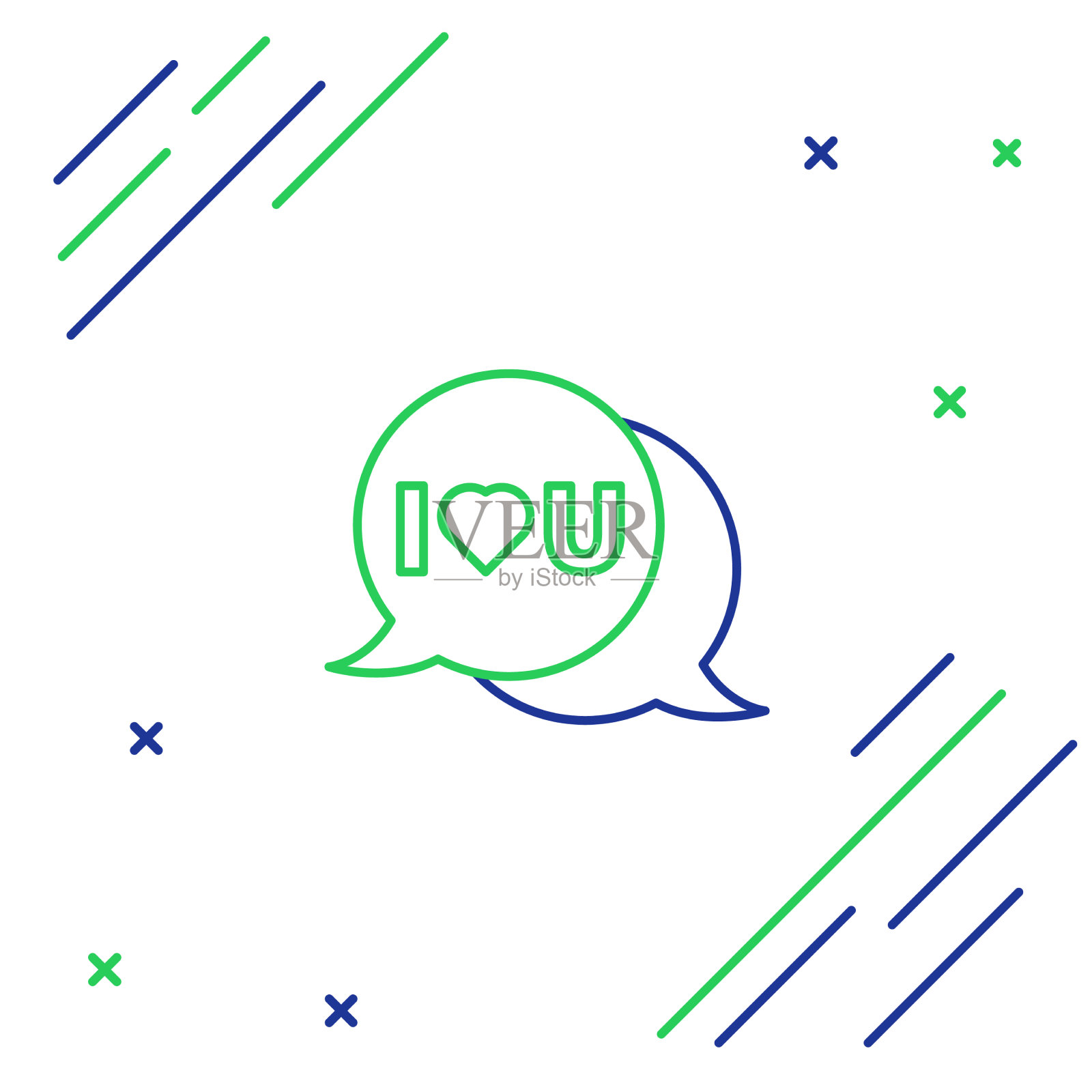 行语音气泡与文字我爱你的图标插画图片素材