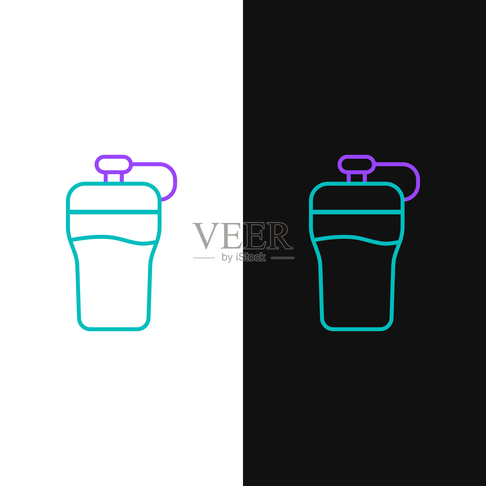 Line fitness shaker图标孤立在白色和插画图片素材