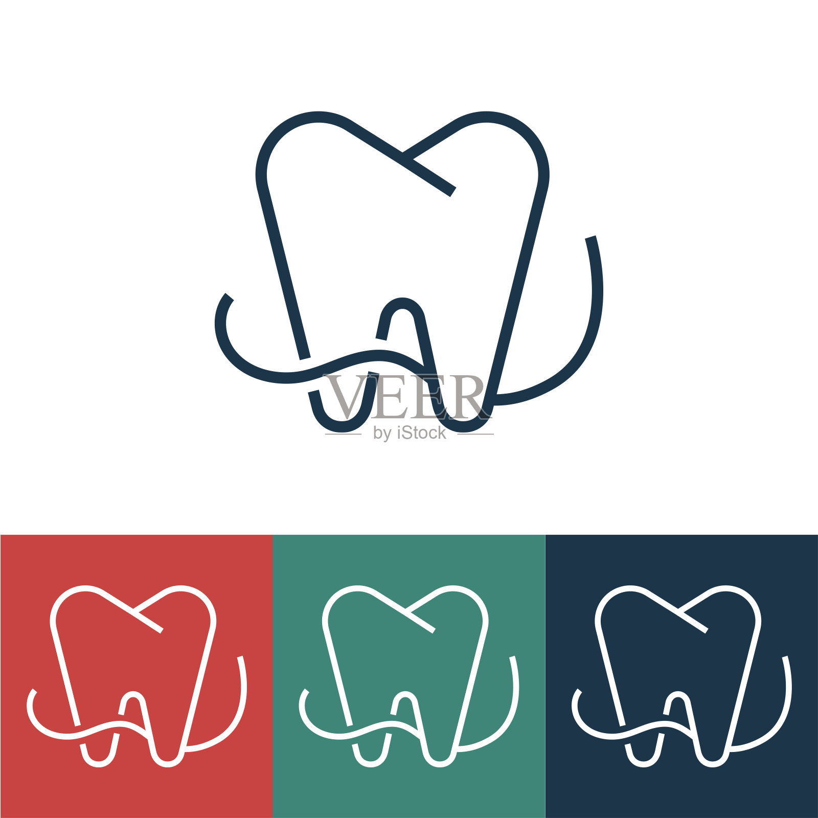 线性矢量图标牙线清洁牙齿图标素材