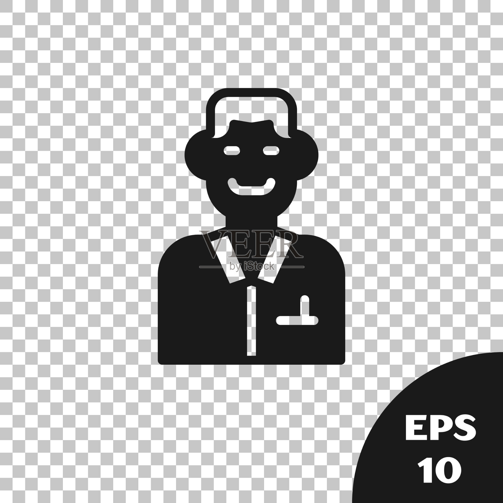 黑色交易员图标孤立透明插画图片素材