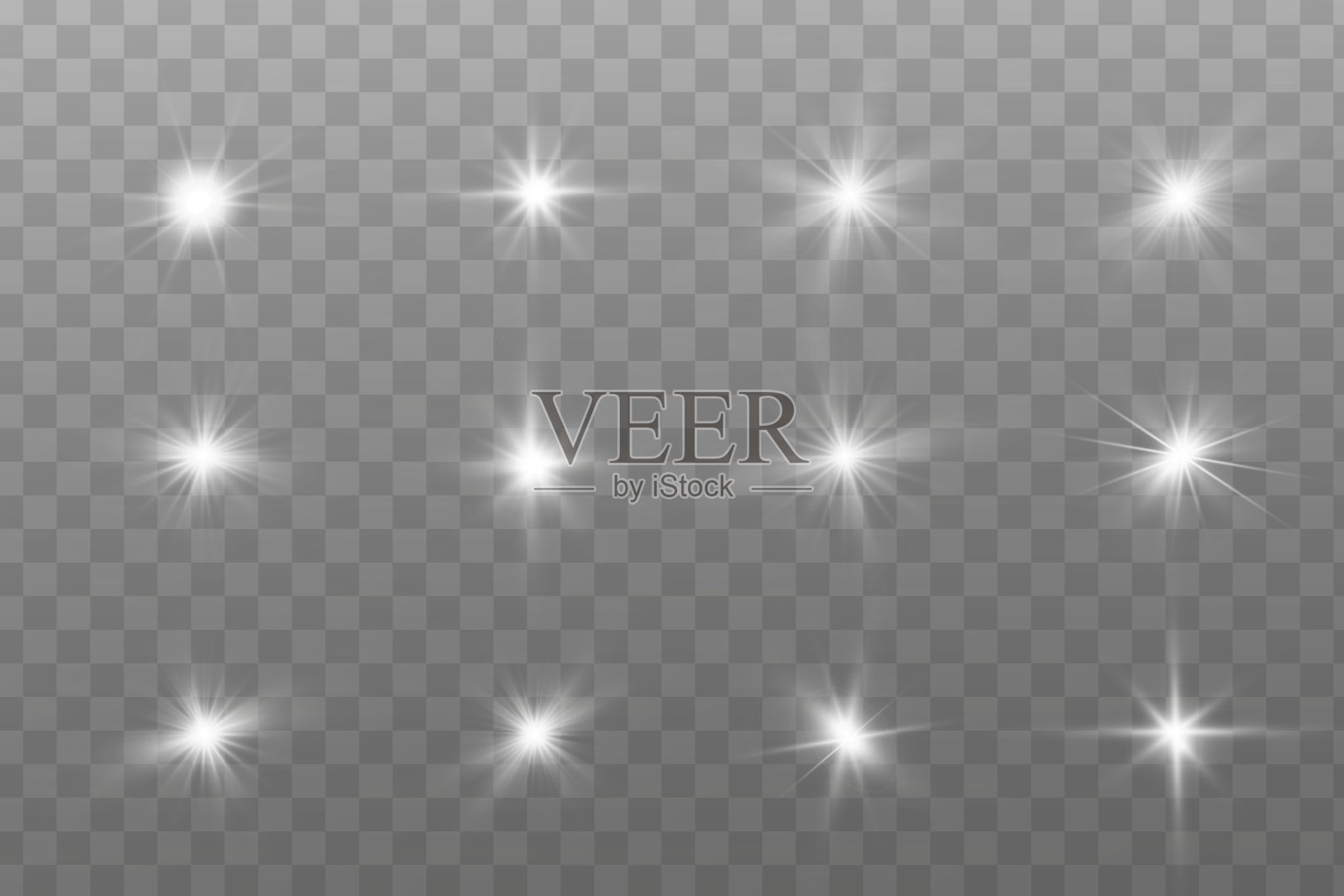 光的效果。明亮的恒星。光在透明的背景上爆炸。明亮的太阳设计元素图片