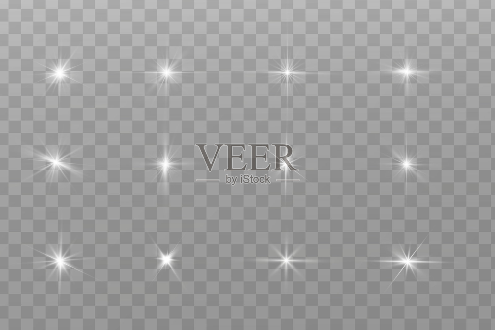 光的效果。明亮的恒星。光在透明的背景上爆炸。明亮的太阳设计元素图片