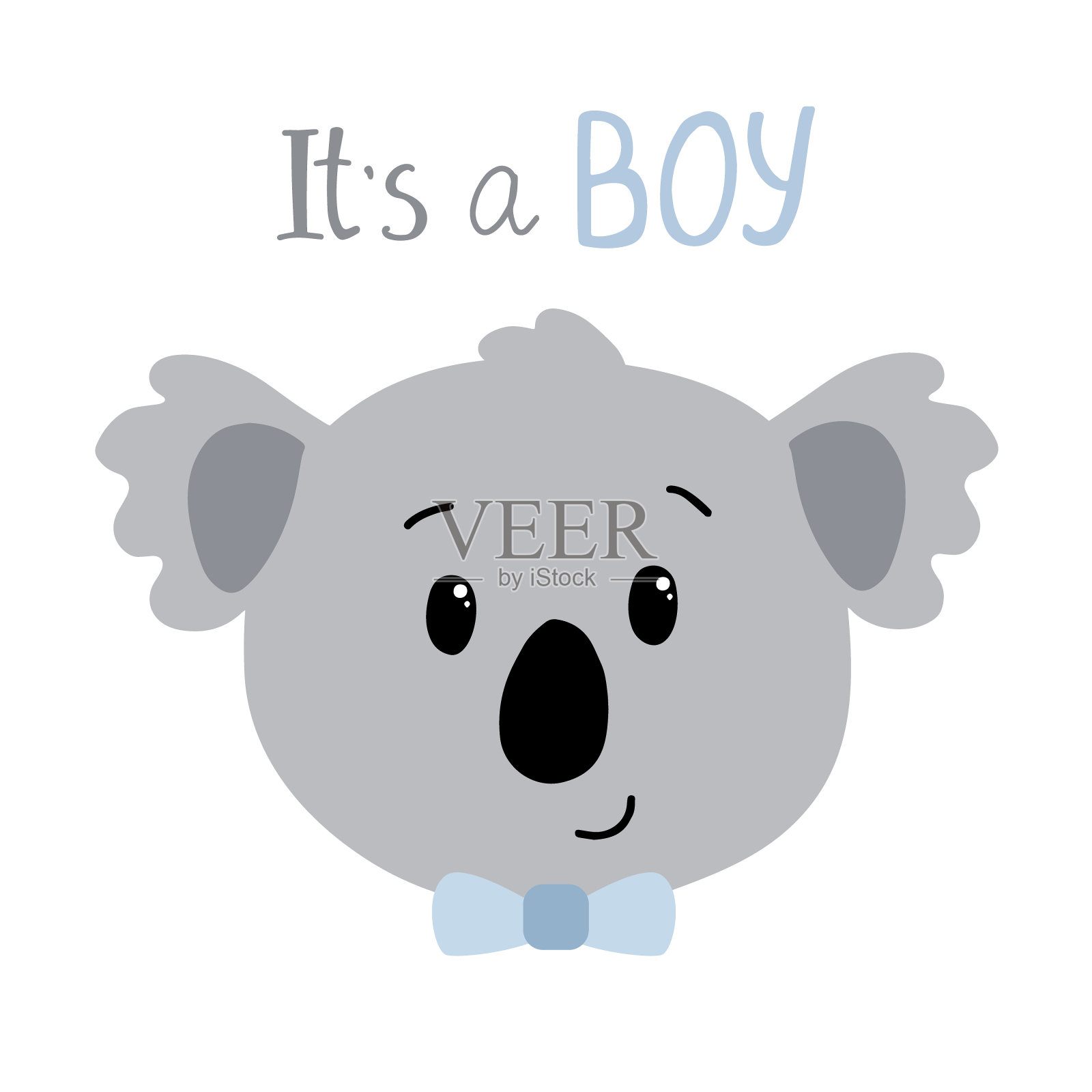 手绘小男孩考拉头。如果是文本，则是男孩。矢量图设计元素图片