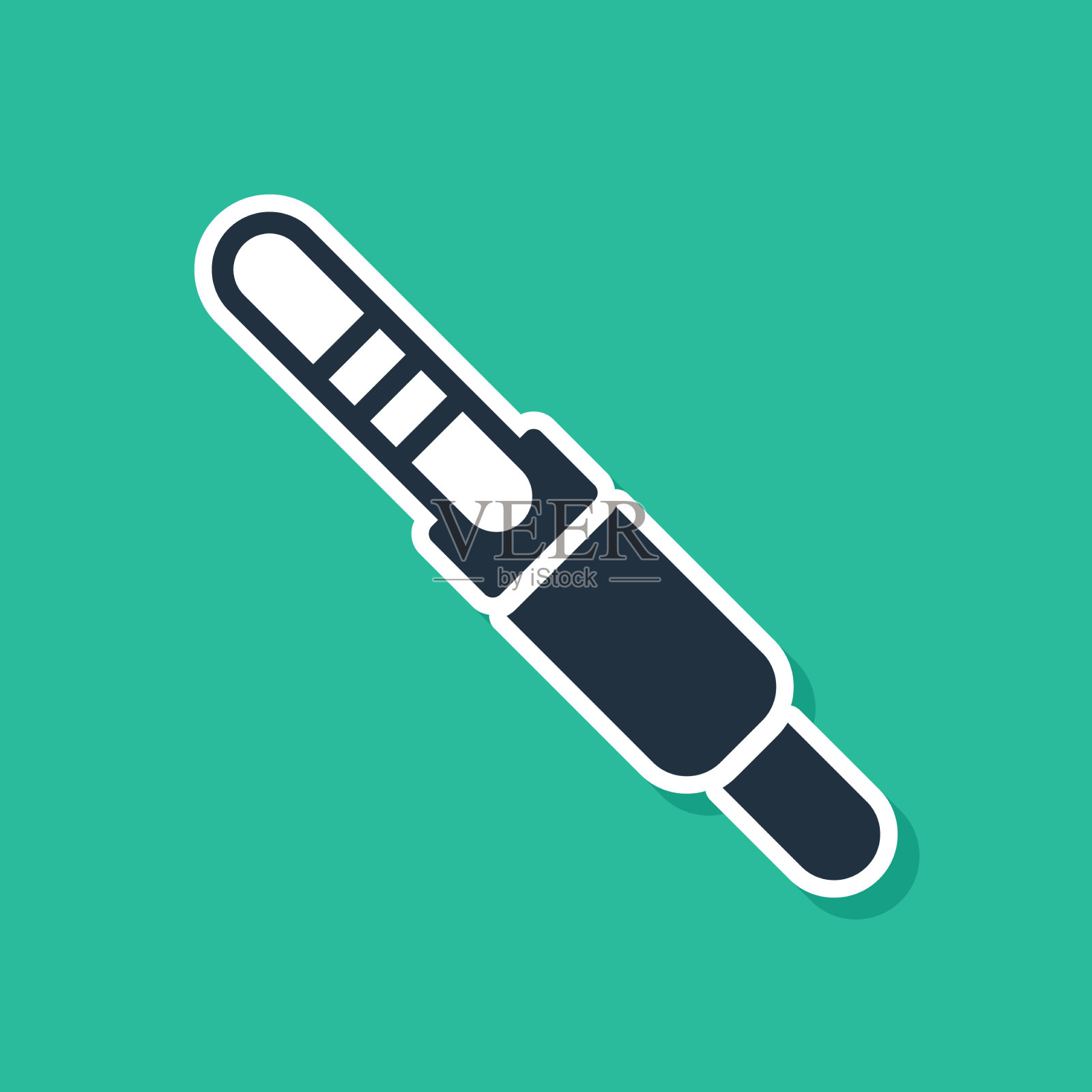 蓝色音频插孔图标隔离在绿色背景上插画图片素材