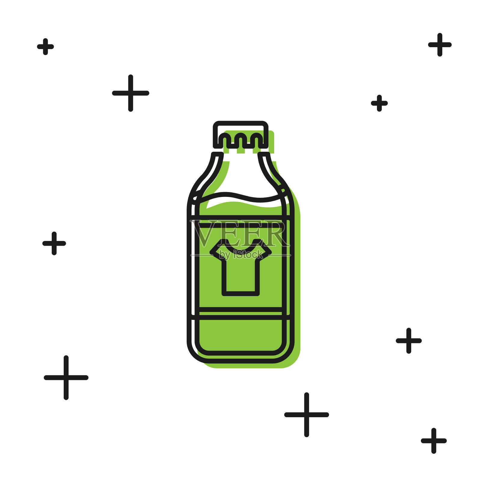 用于洗衣剂漂白剂的黑色塑料瓶插画图片素材