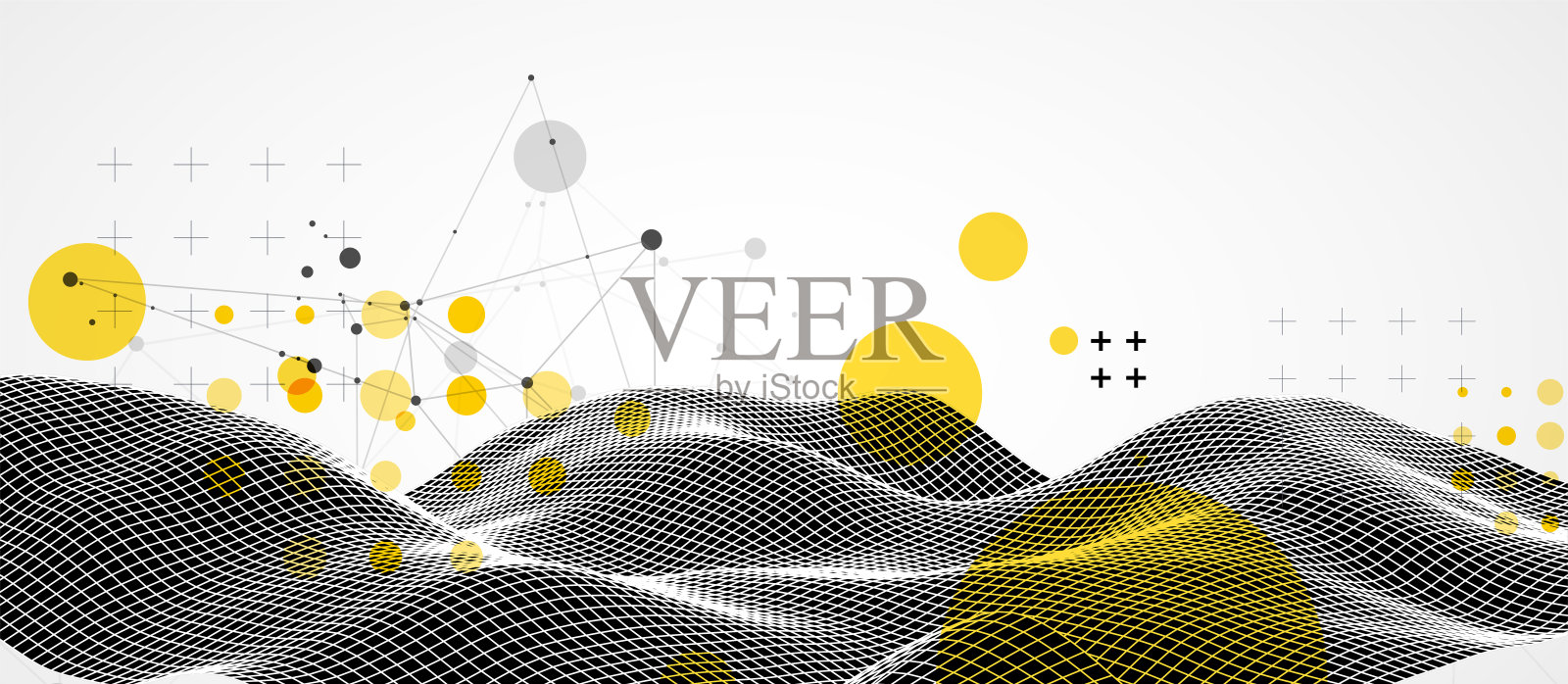 线框波。时尚的流体封面设计，具有丛状效果。技术背景。插画图片素材