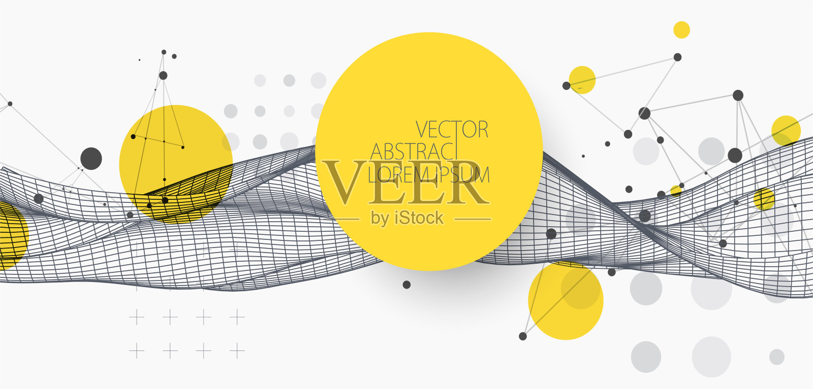 线框波。时尚的流体封面设计，具有丛状效果。技术背景。插画图片素材