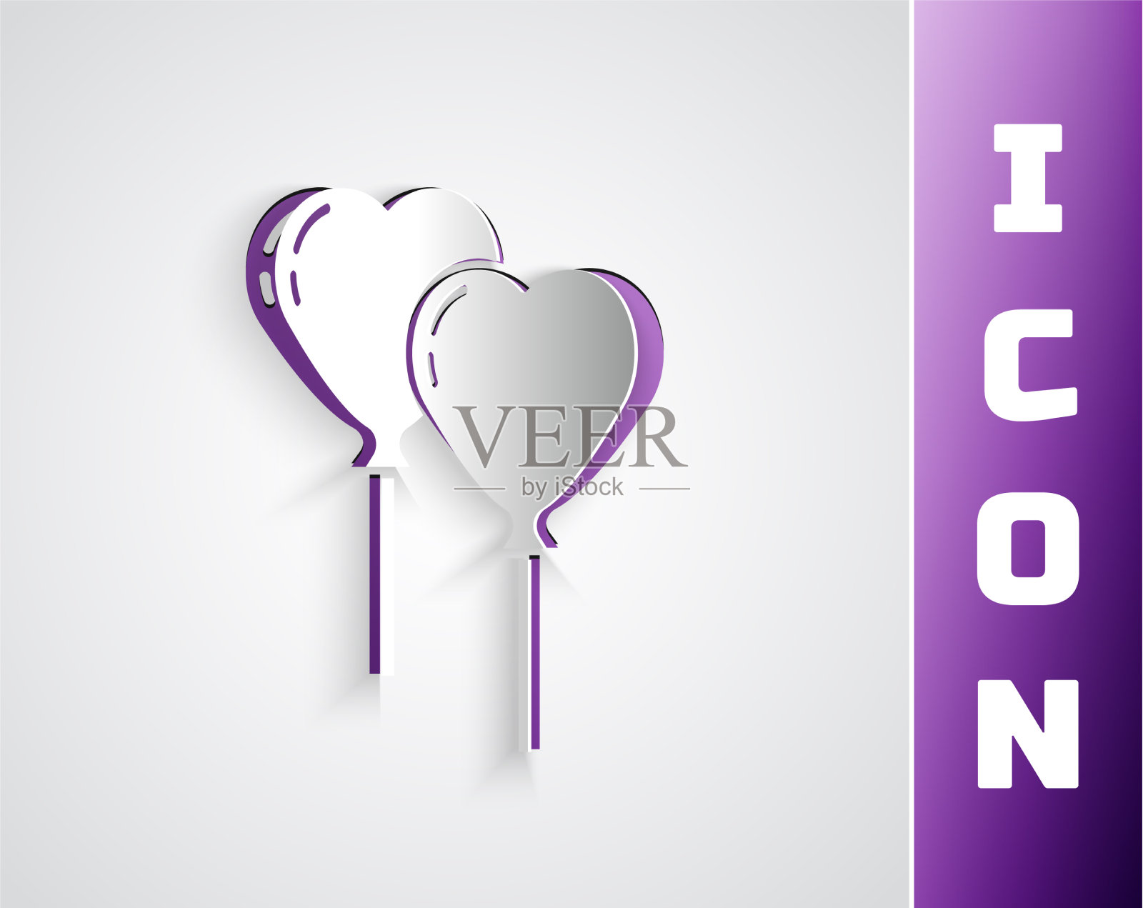 用丝带将气球剪成心形插画图片素材