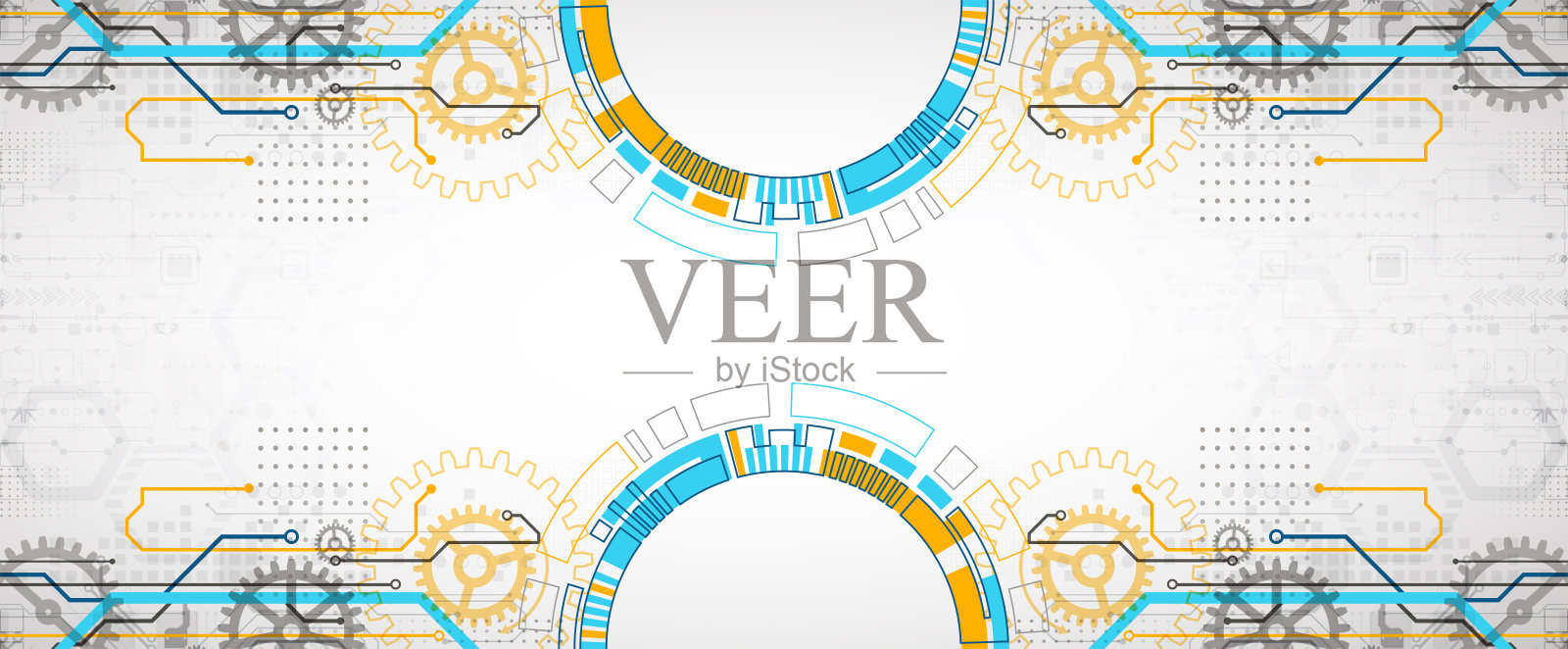 抽象的技术概念。电路板，高电脑色背景。矢量插图与空间的内容，网页模板，商业技术演示。插画图片素材