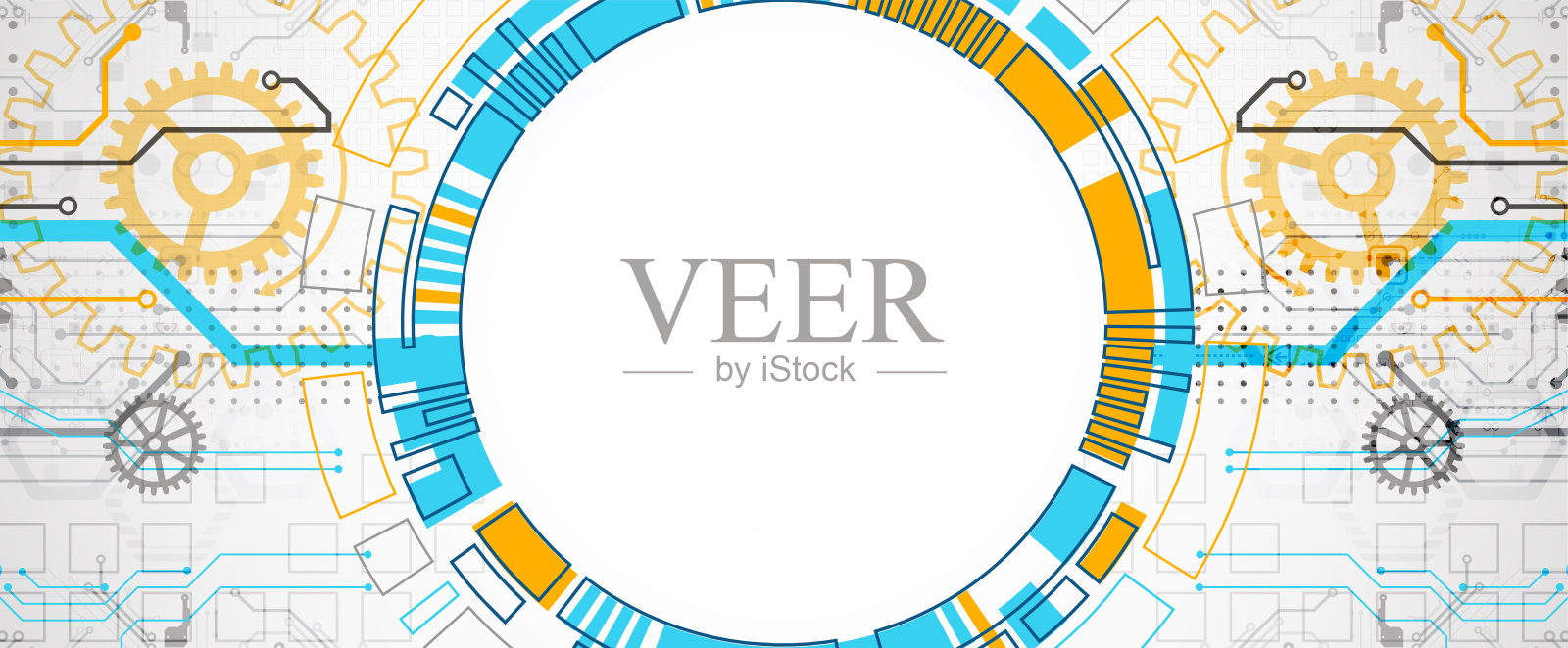 抽象的技术概念。电路板，高电脑色背景。矢量插图与空间的内容，网页模板，商业技术演示。插画图片素材