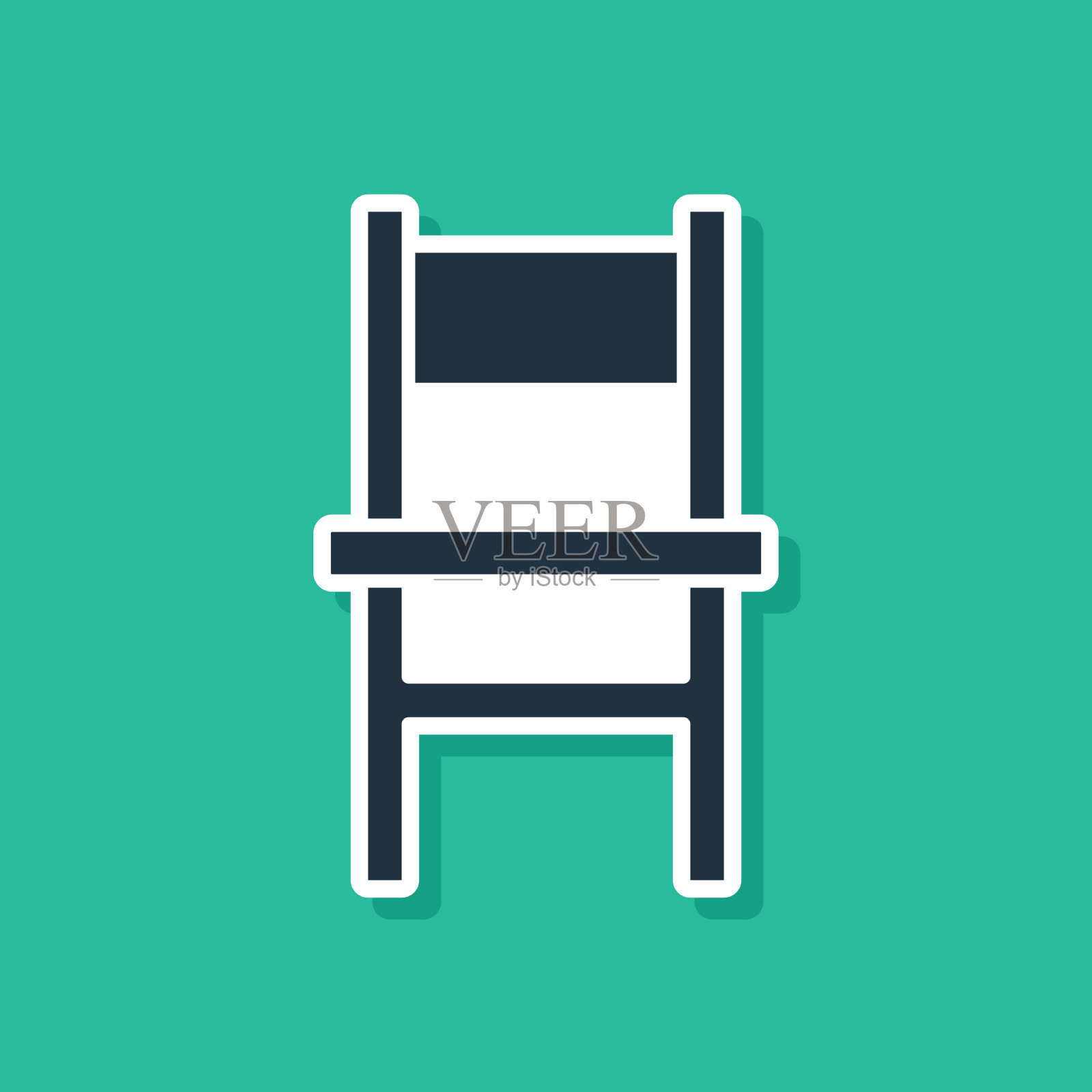 蓝色椅子图标孤立在绿色背景插画图片素材