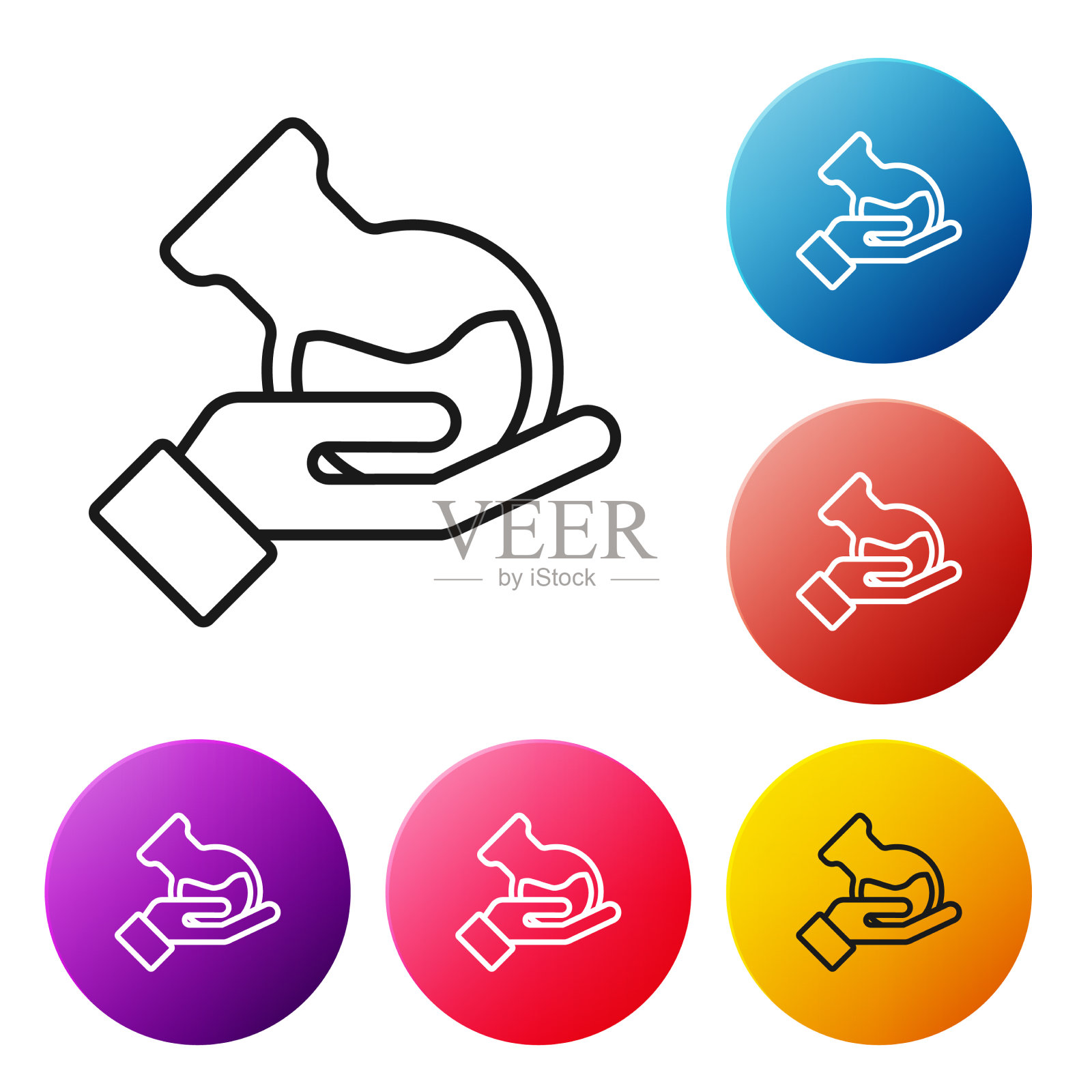 手上有试管和烧瓶的黑线图标图标素材