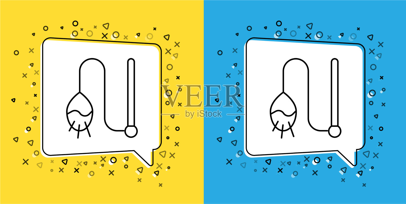 设定线宠物猫玩具图标孤立在黄色和图标素材