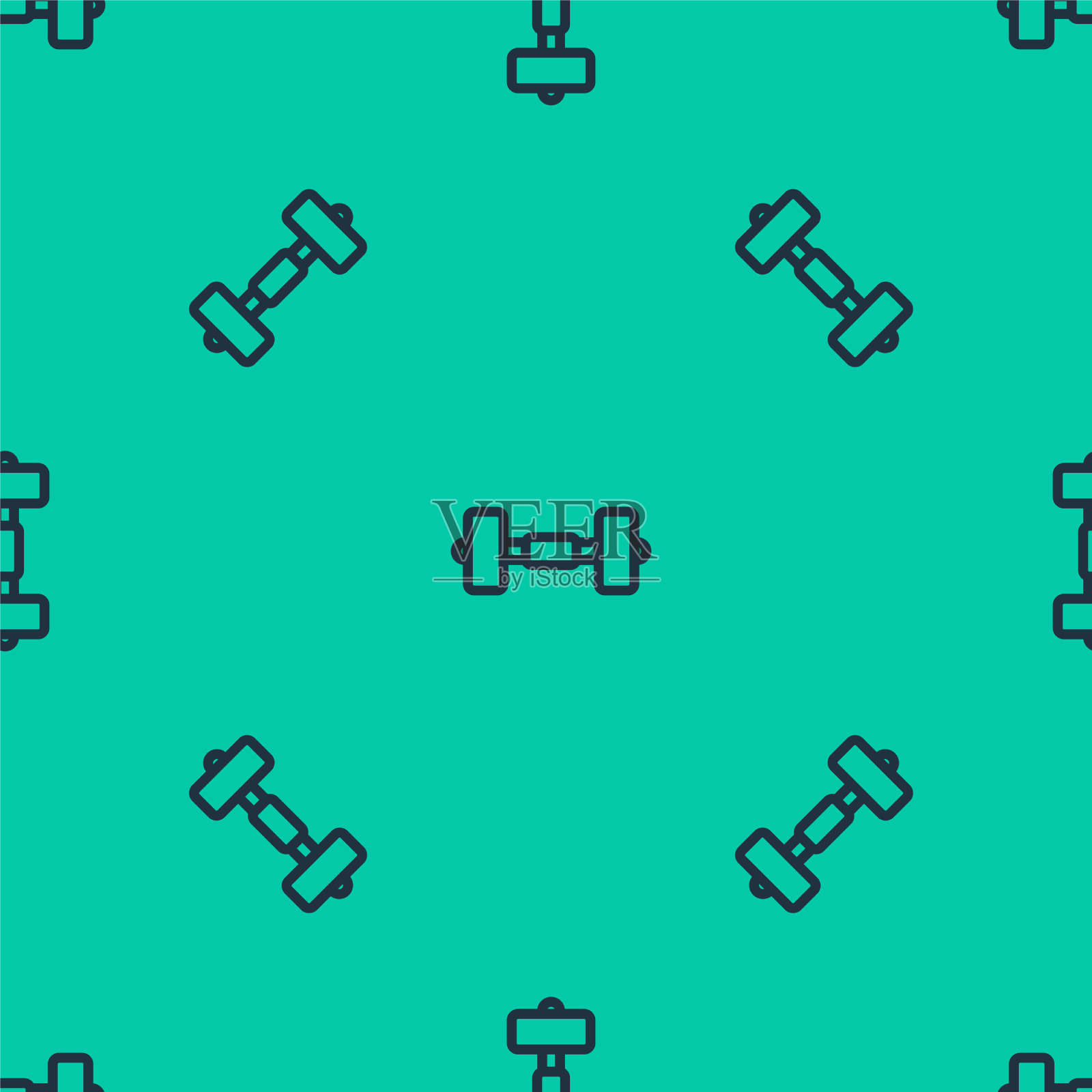 蓝线哑铃图标隔离无缝模式插画图片素材