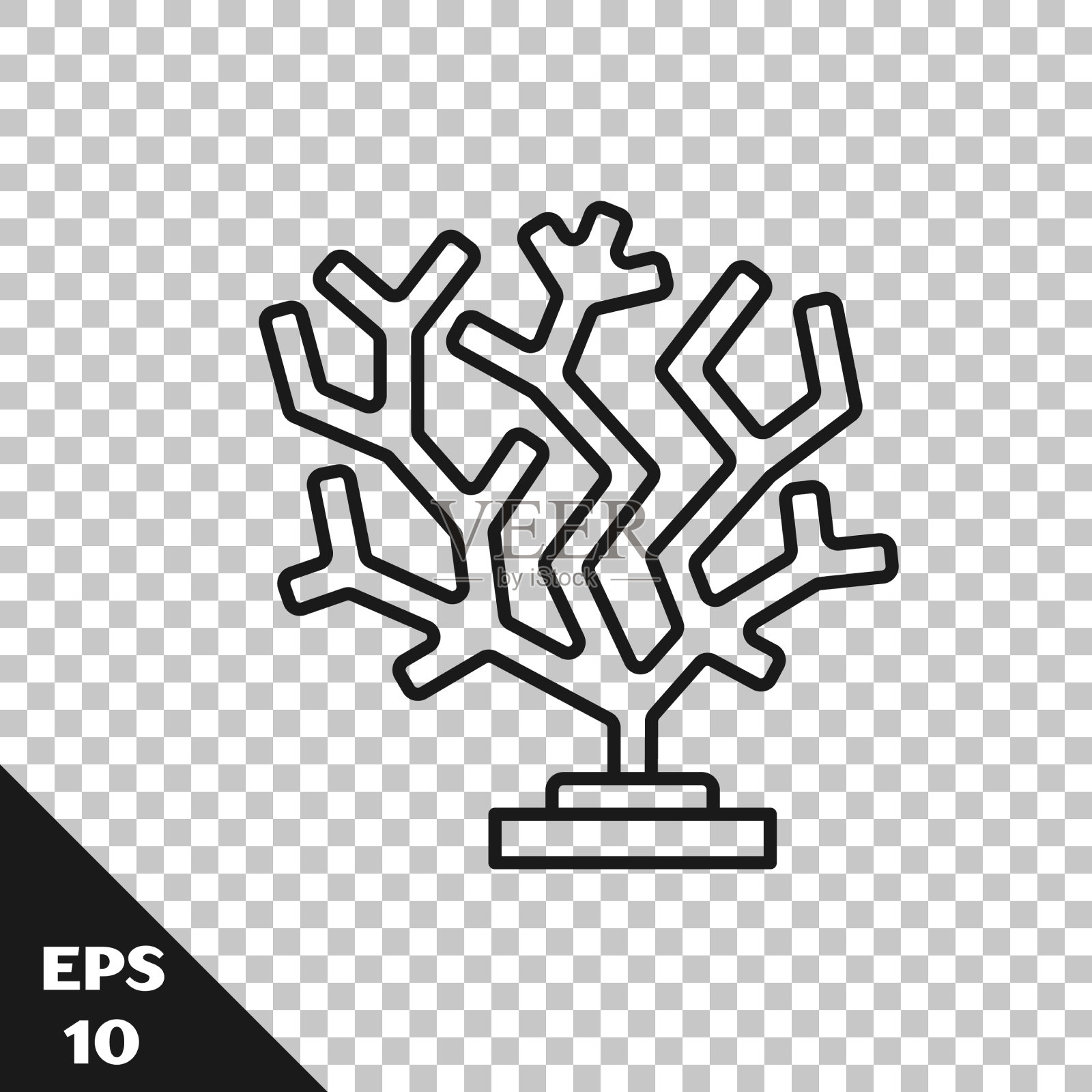 黑线珊瑚图标孤立在透明插画图片素材