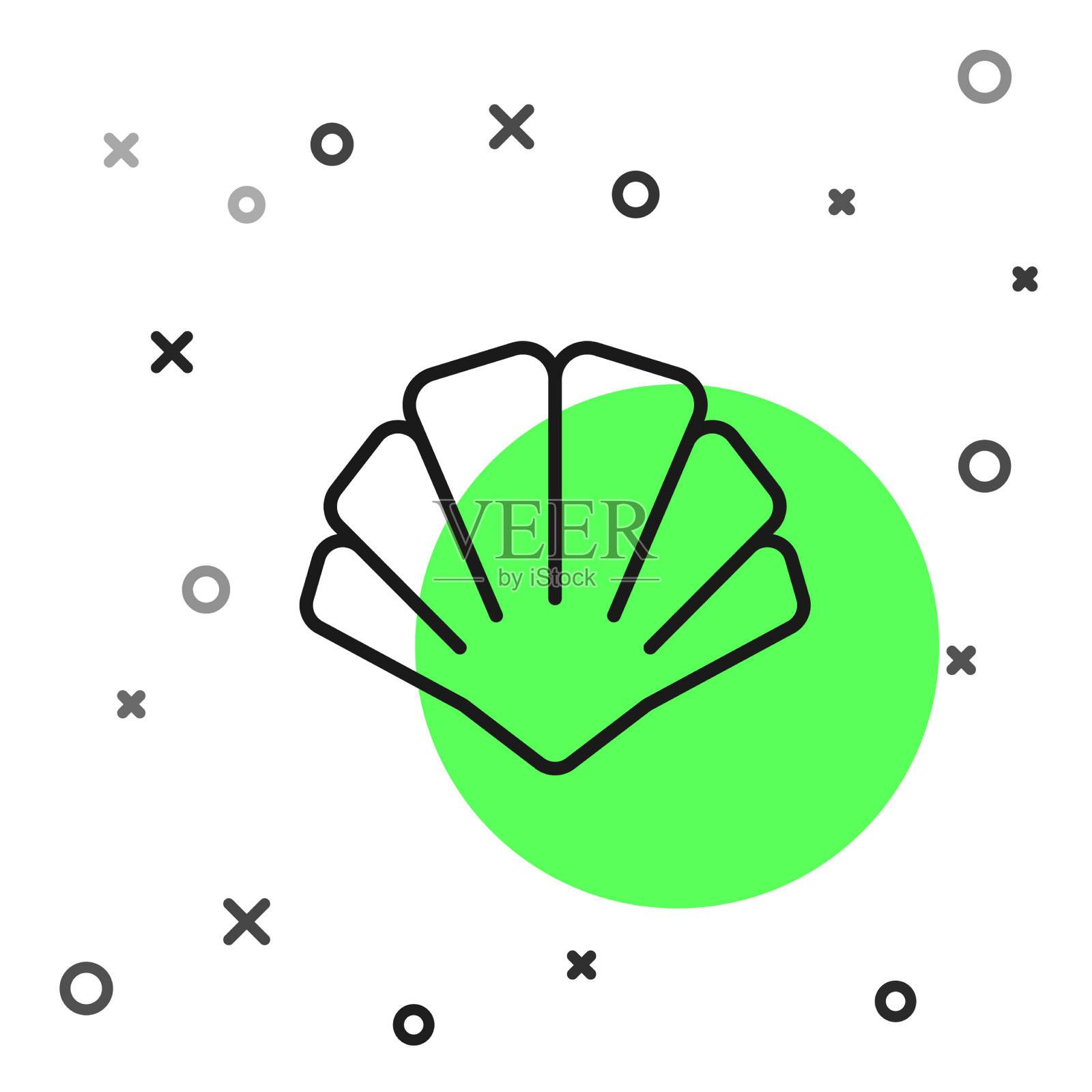 黑线扇贝海贝图标孤立上插画图片素材