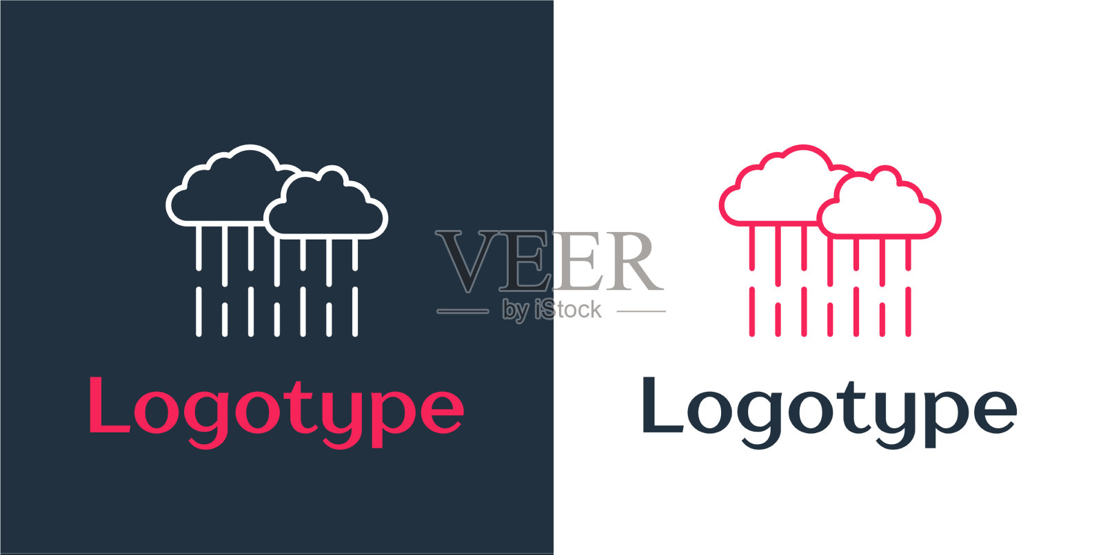 标志型线云与雨图标孤立上插画图片素材