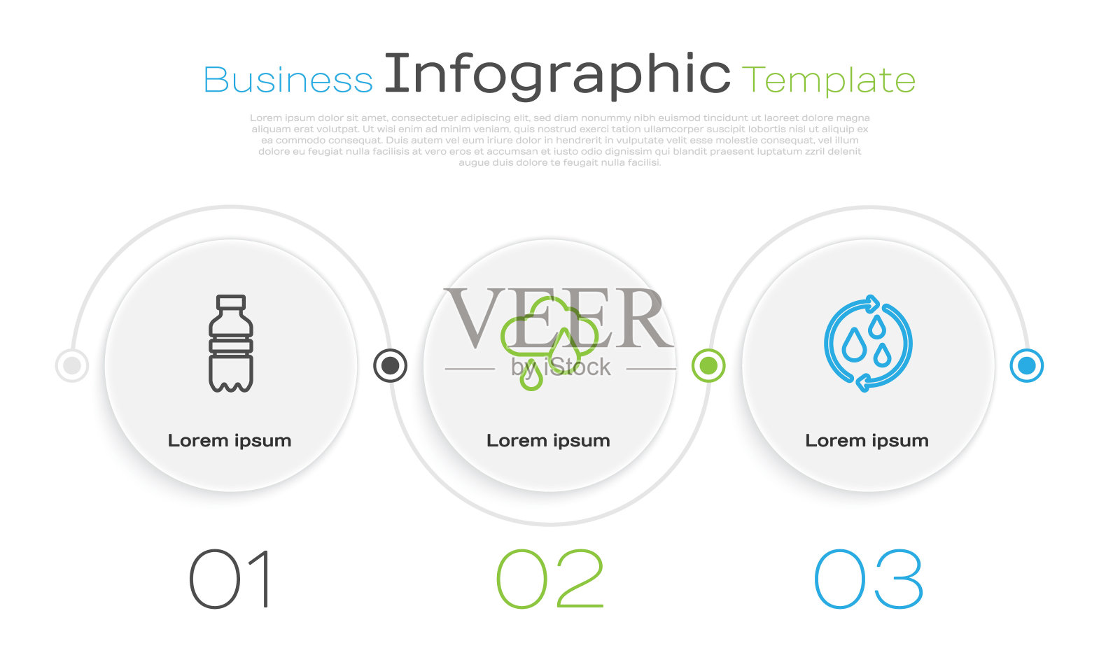 集瓶装水、云与雨、循环清洁水于一体。业务信息模板。向量设计模板素材