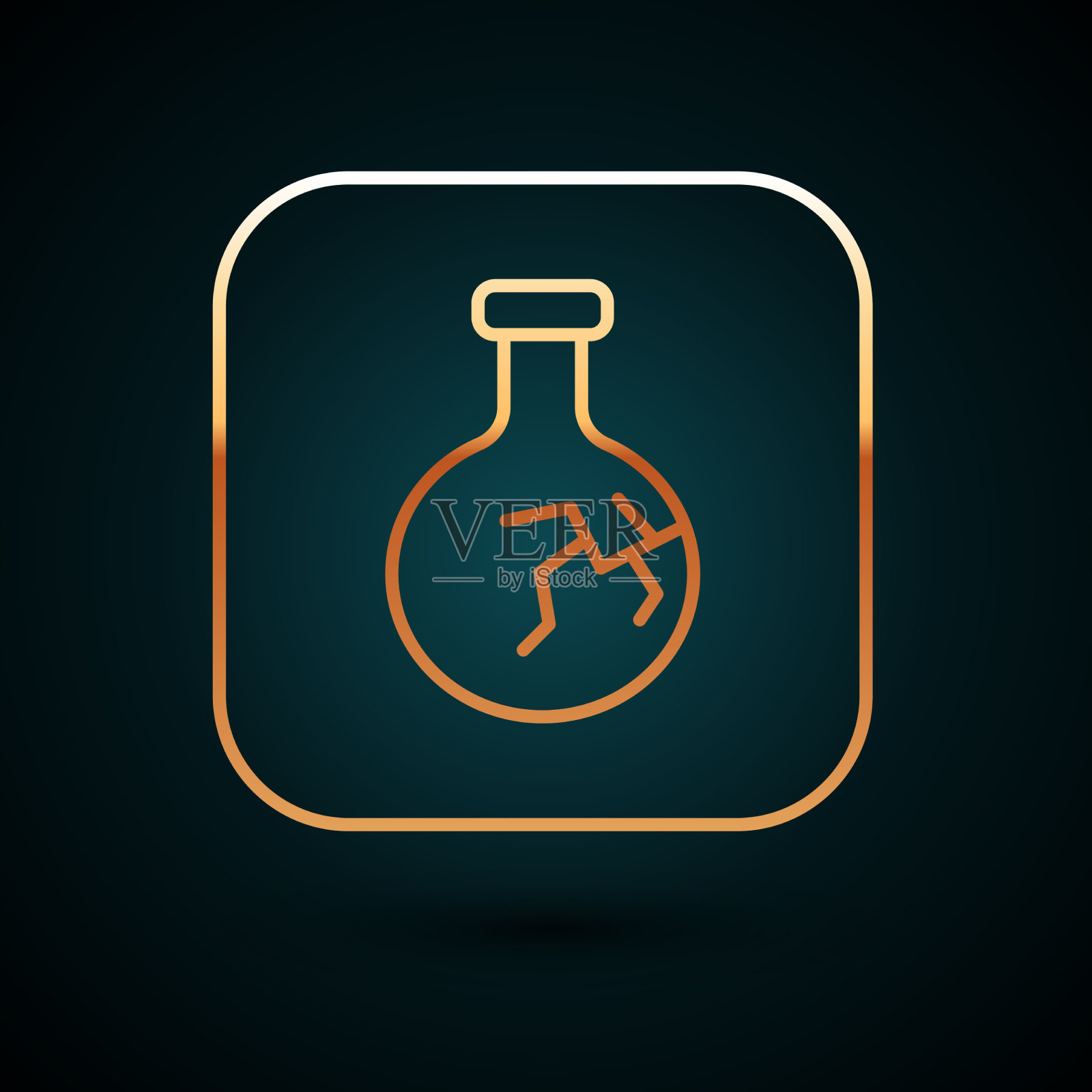 金线断裂的试管和烧瓶化学品插画图片素材