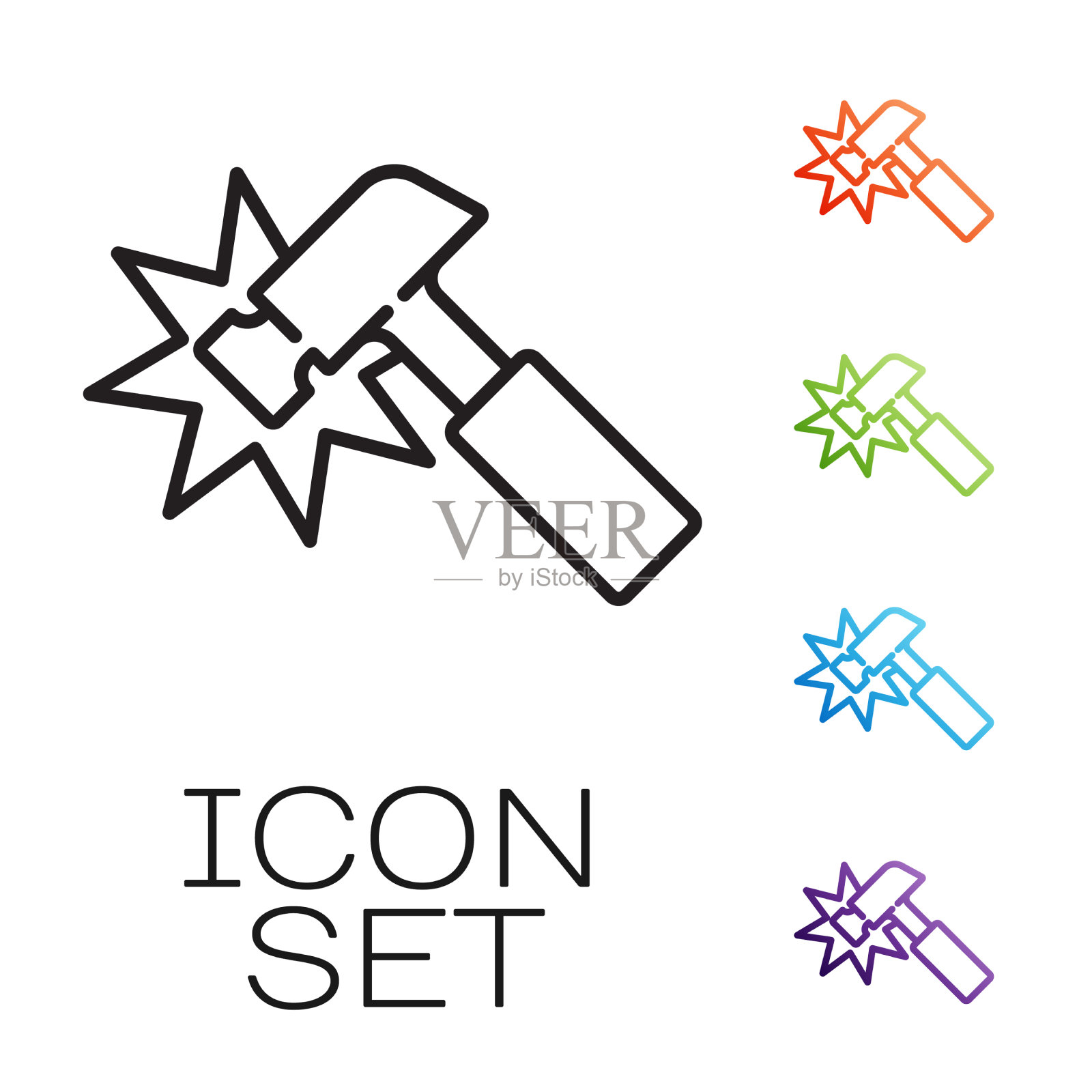 黑线锤图标孤立在白色上图标素材