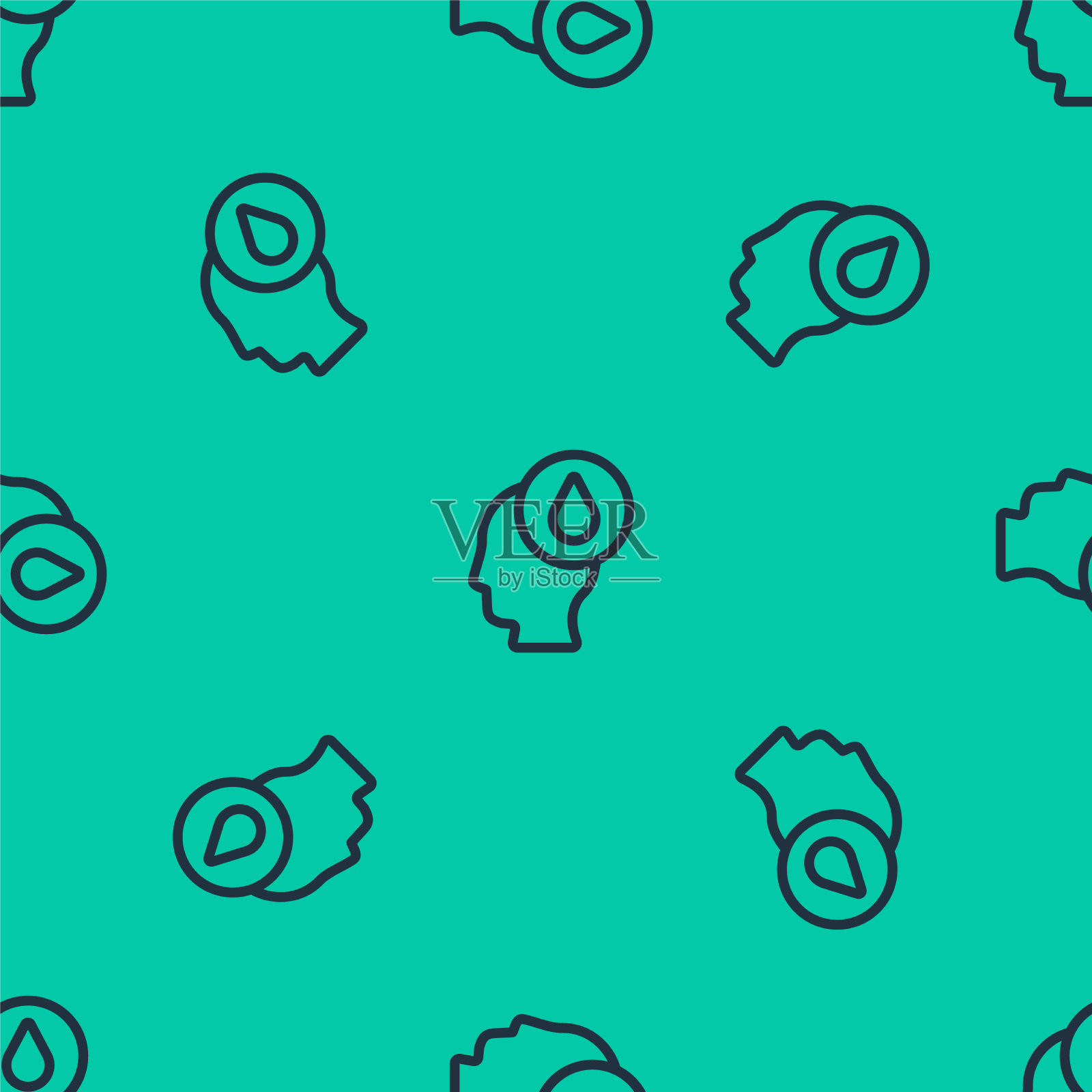 蓝线水滴图标隔离无缝插画图片素材