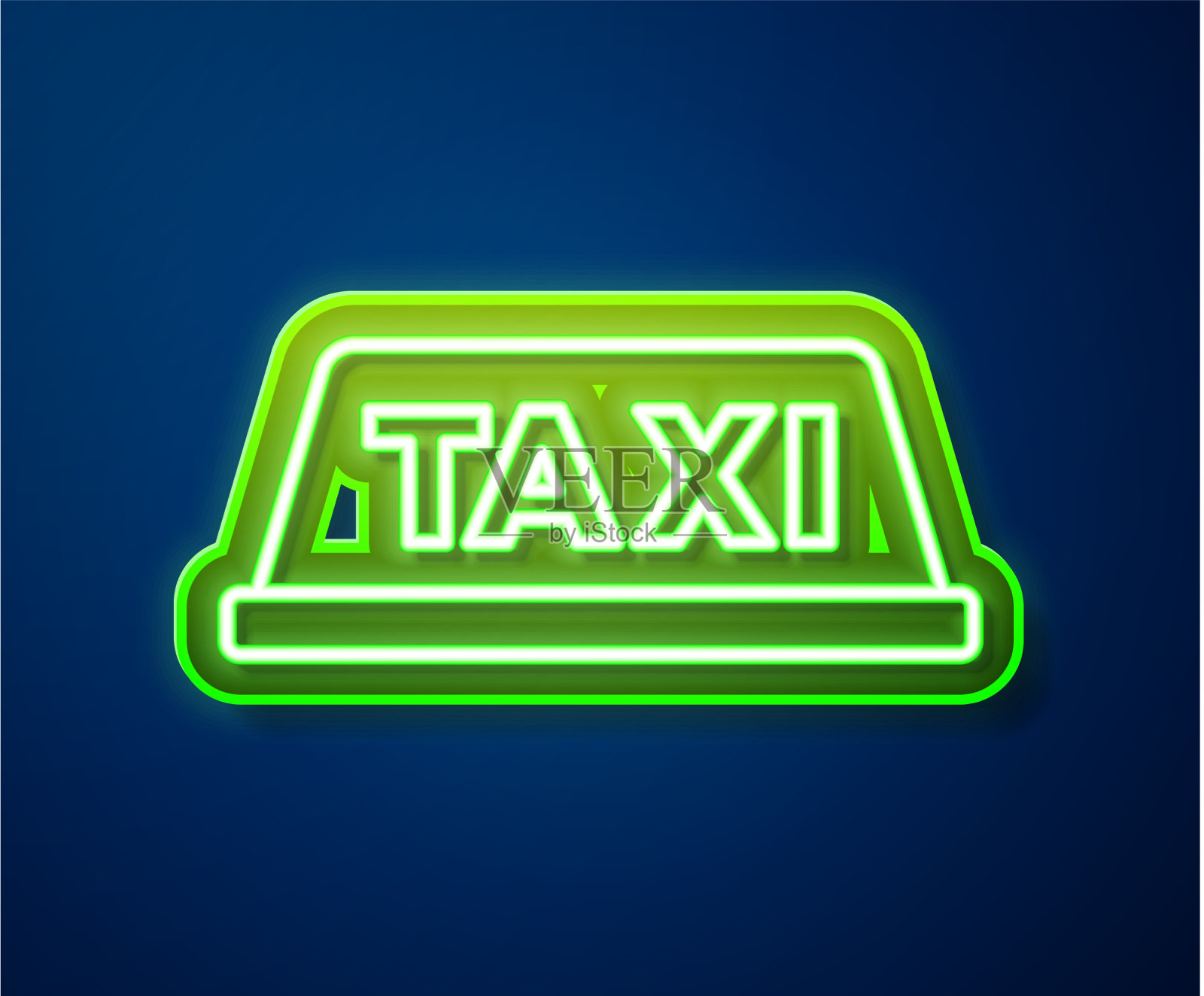 发光的霓虹灯线出租车roicon孤立插画图片素材