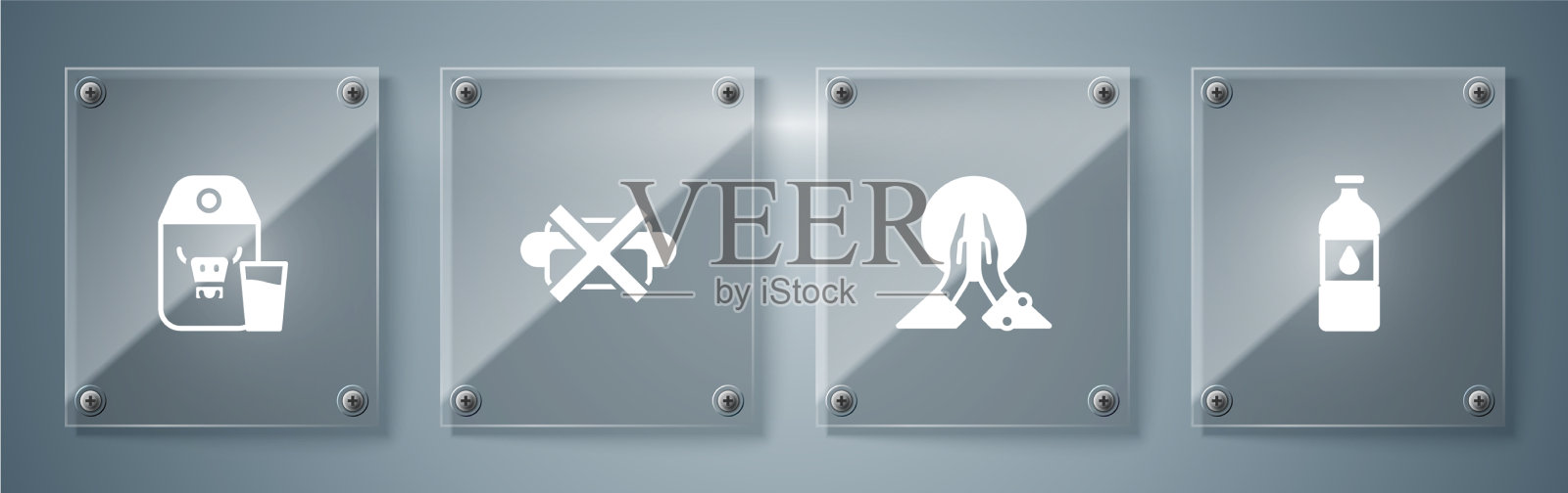 设定瓶装水冥想，没有垃圾食品和图标素材