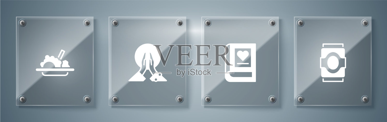 集汽水罐医书冥想健康图标素材