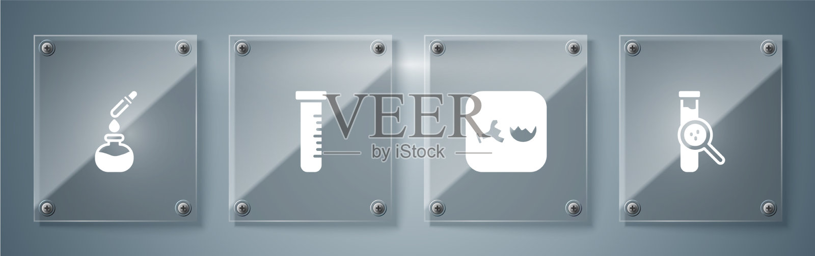 将破碎的试管和烧瓶放置成方形图标素材