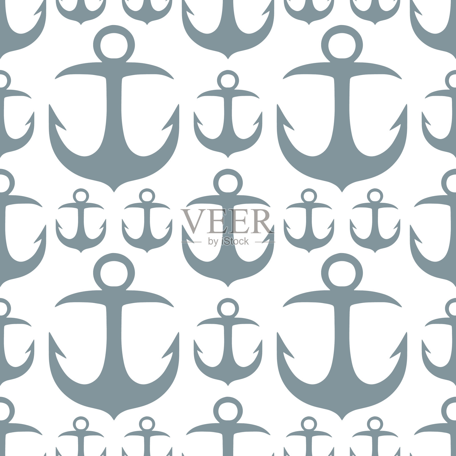 模板锚定无缝模式孤立在白色上插画图片素材