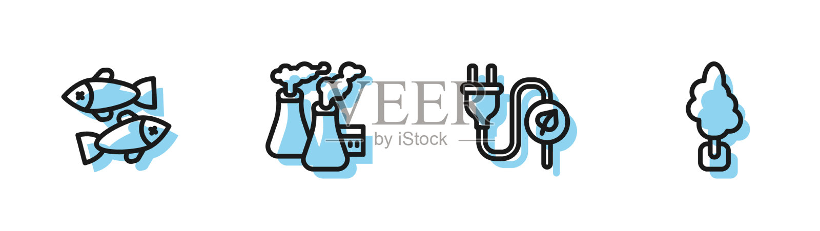 设线电省插叶死鱼插画图片素材