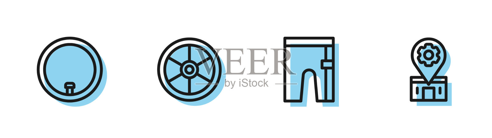 定线自行车短裤自行车轮毂及修理插画图片素材