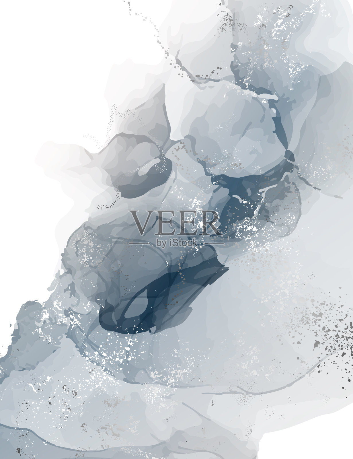 深蓝色抽象背景，数码纸醇墨。水彩纹理明亮的天空，框架，边界，飞行向量插画图片素材