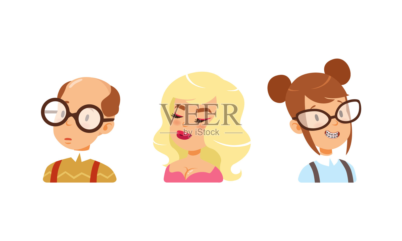 肖像各种随机人物设置卡通设计元素图片