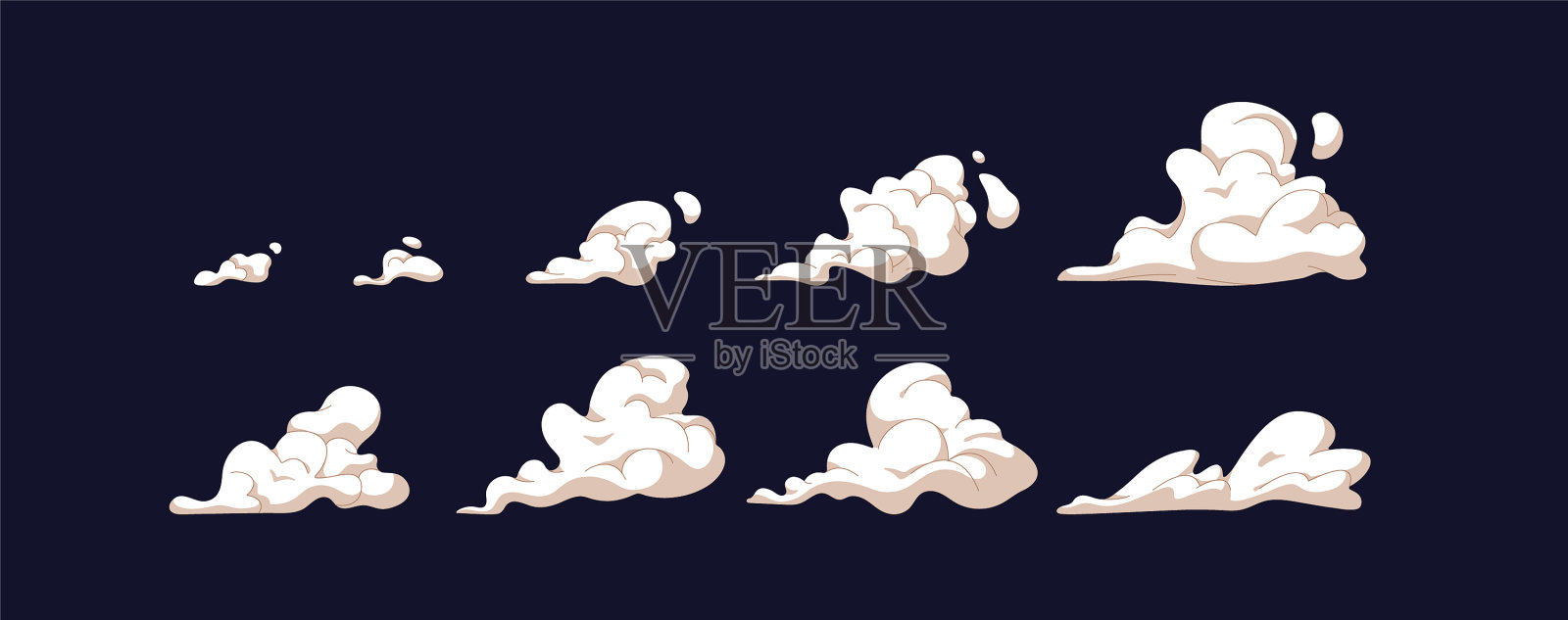 运动卡通蒸汽云喷出或冒烟的插画图片素材