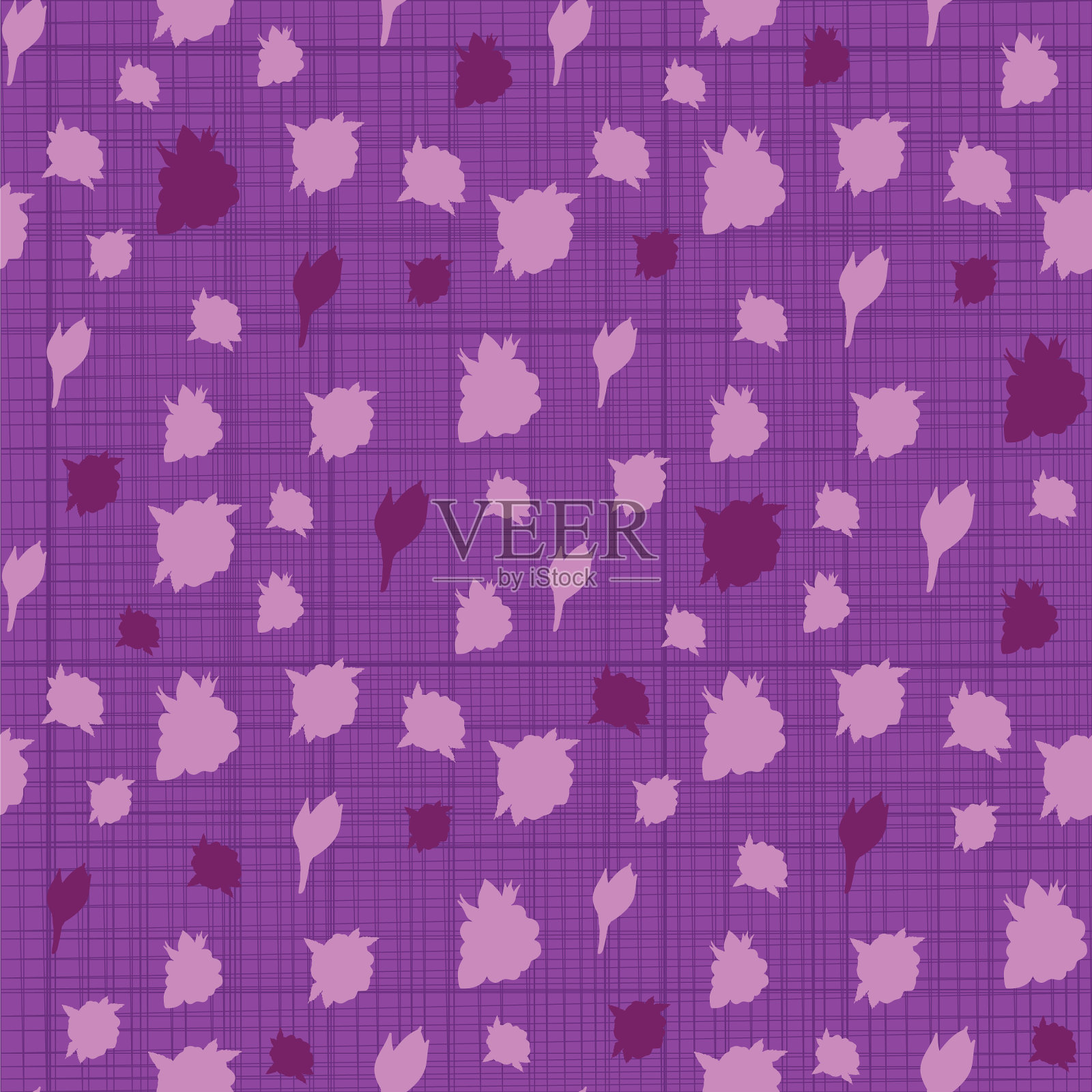 玫瑰轮廓重复图案设计插画图片素材