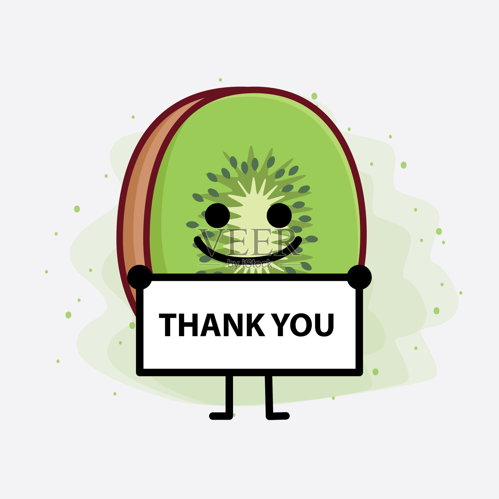 可爱的猕猴桃人物，简单的脸和手插画图片素材