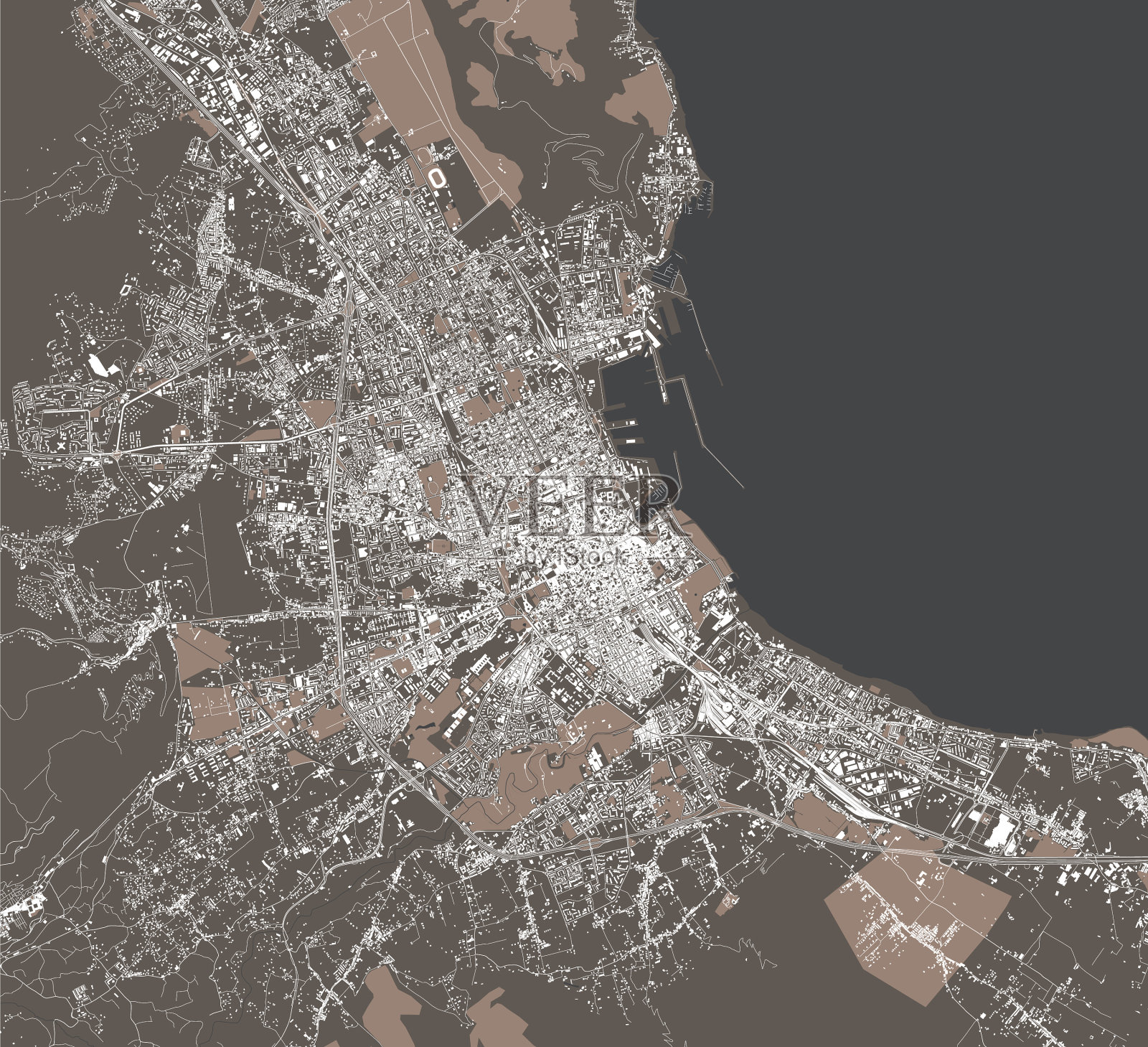 为意大利西西里岛巴勒莫市绘制地图插画图片素材