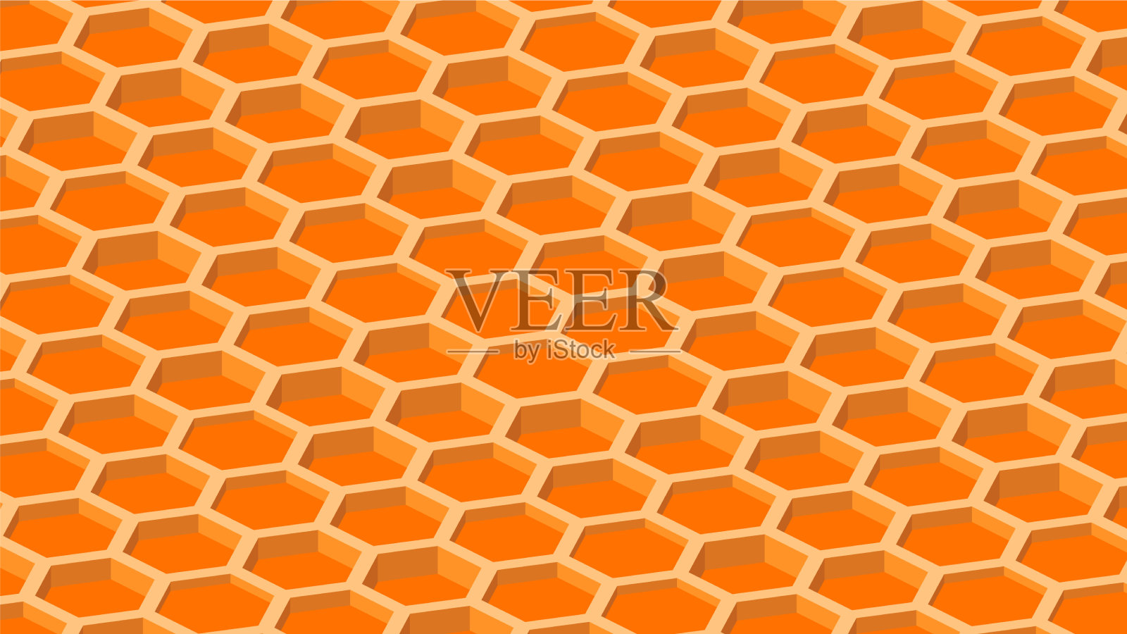 橙色背景，蜂巢插画图片素材