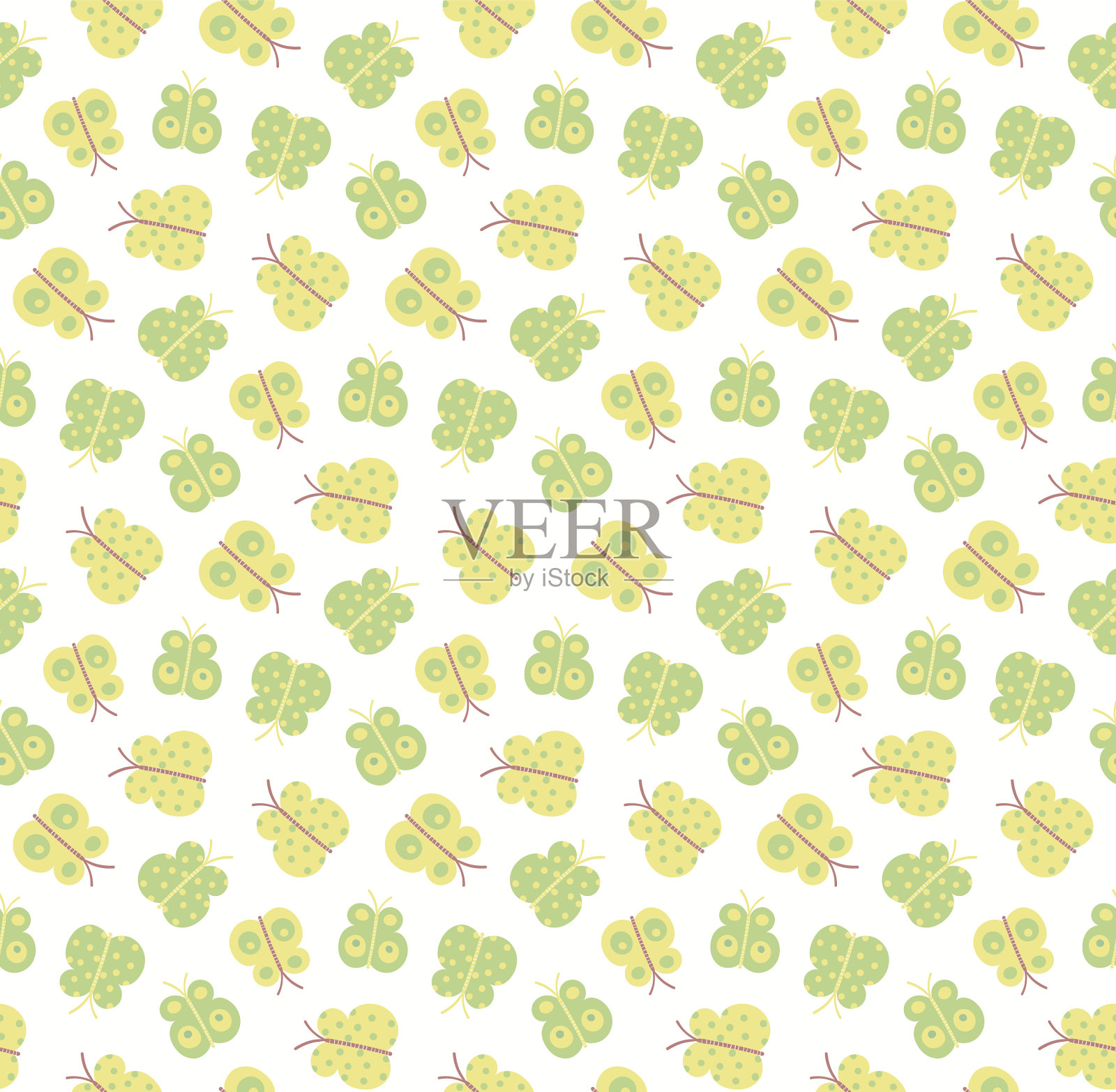 粉彩蝴蝶无缝模式的孩子插画图片素材