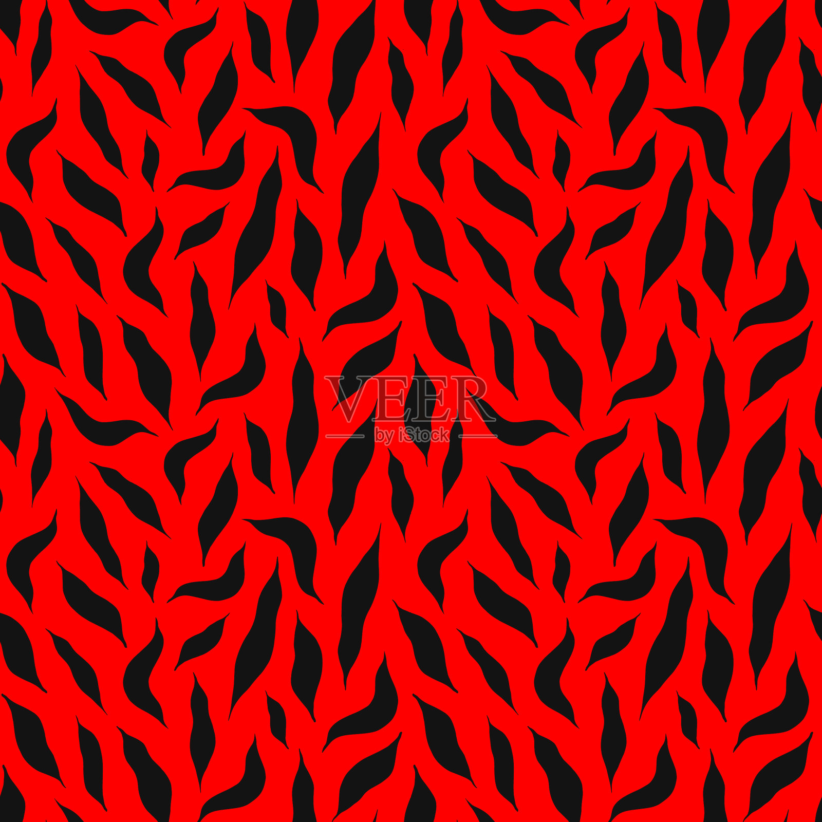 红色背景图案上的黑色叶子插画图片素材