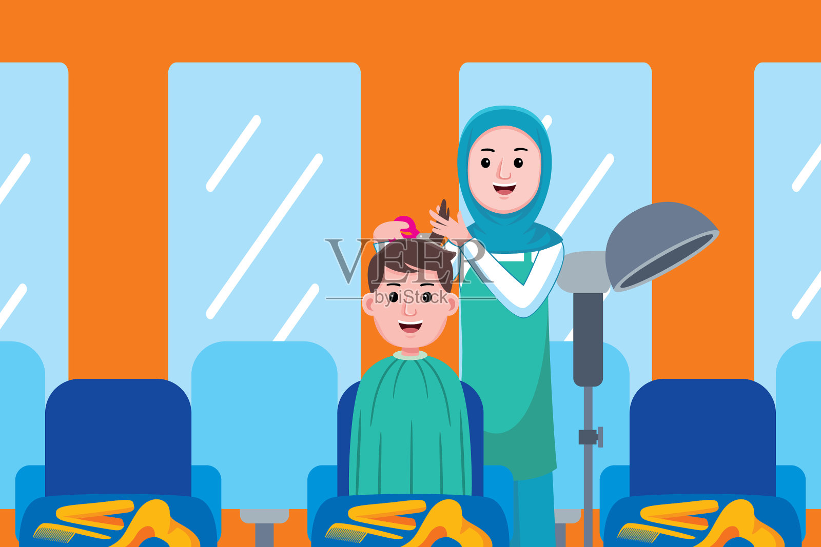 发型设计师职业插画图片素材