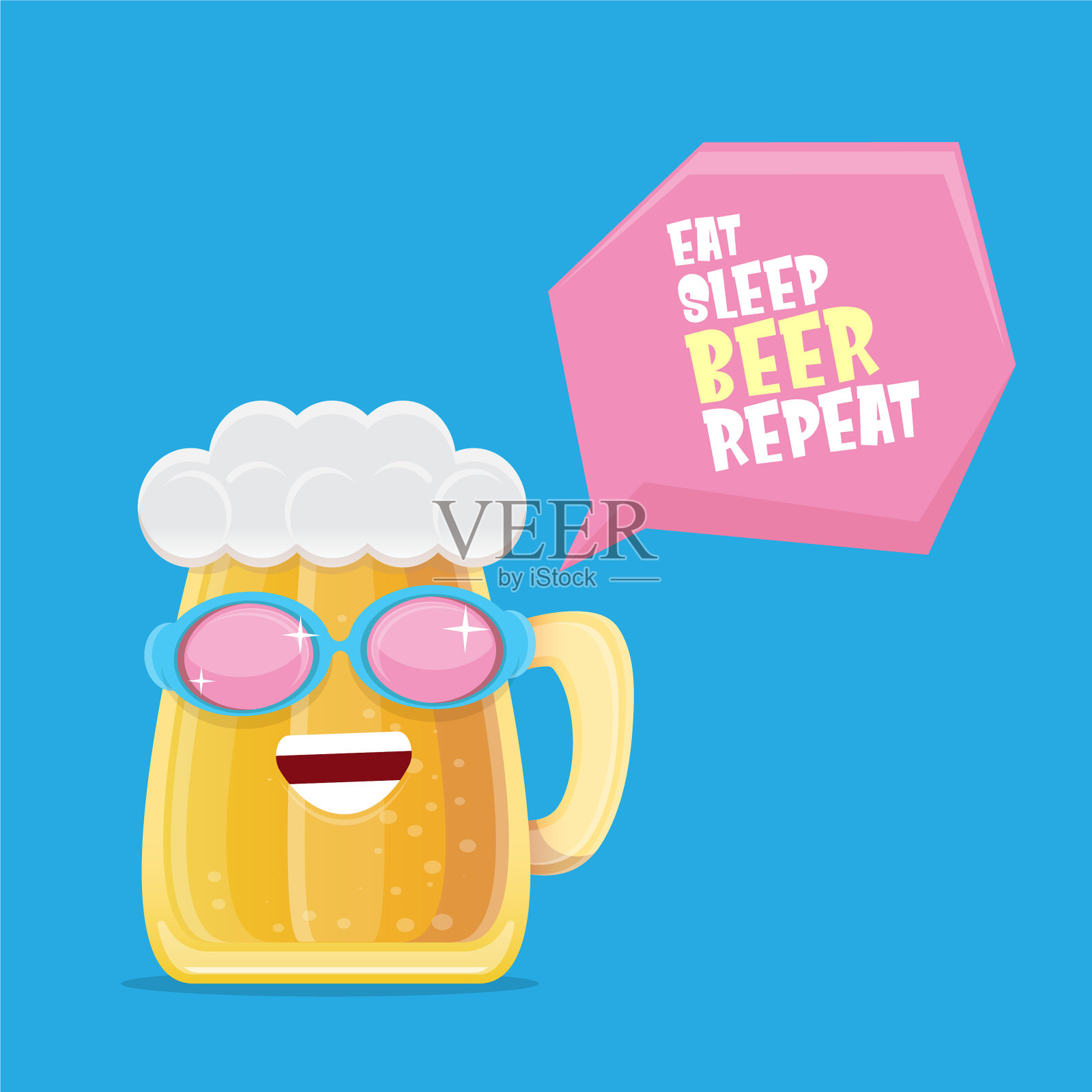 吃，睡，啤酒重复概念插画图片素材